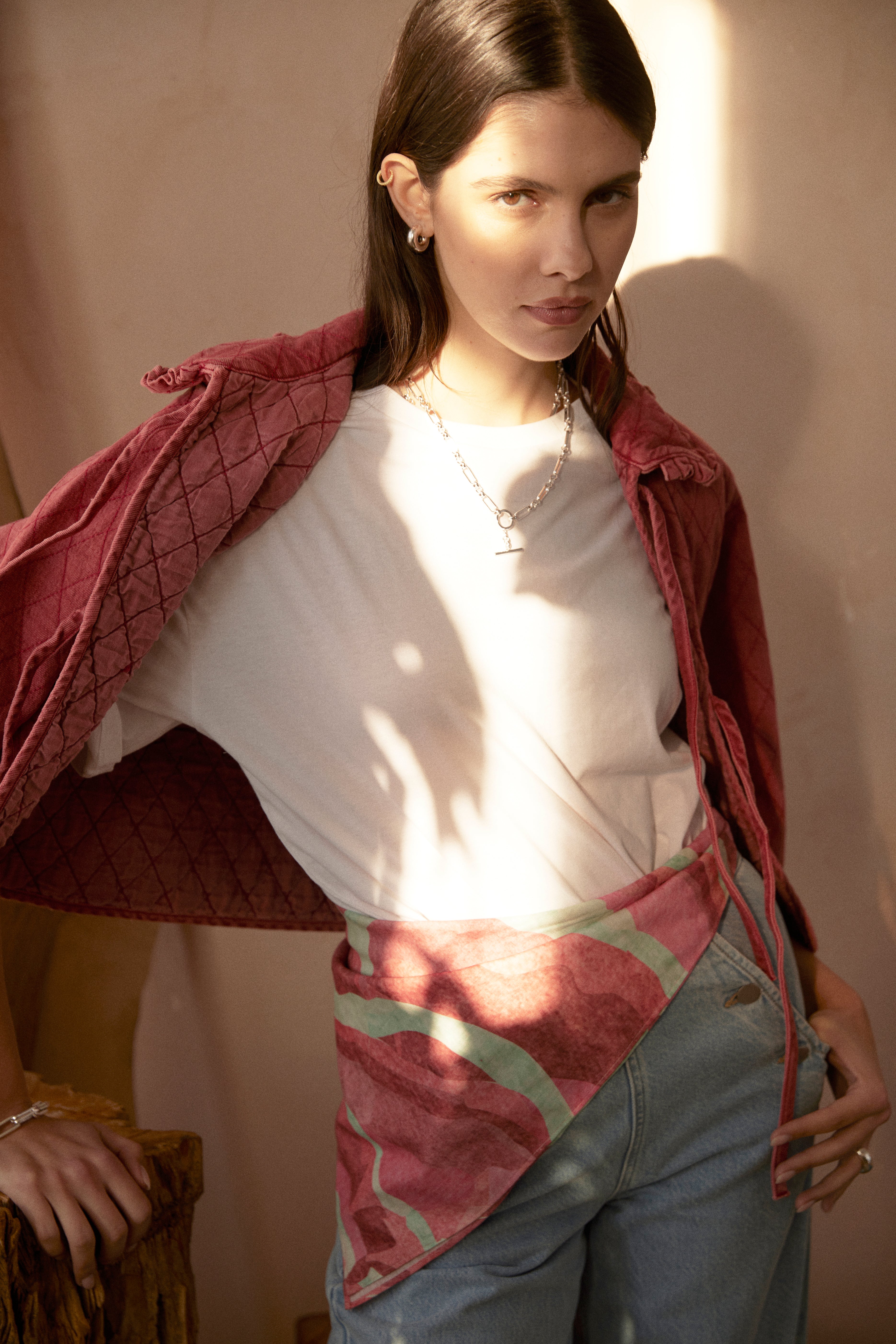 Audrey Headscarf in Rose Coral - seventy + mochi