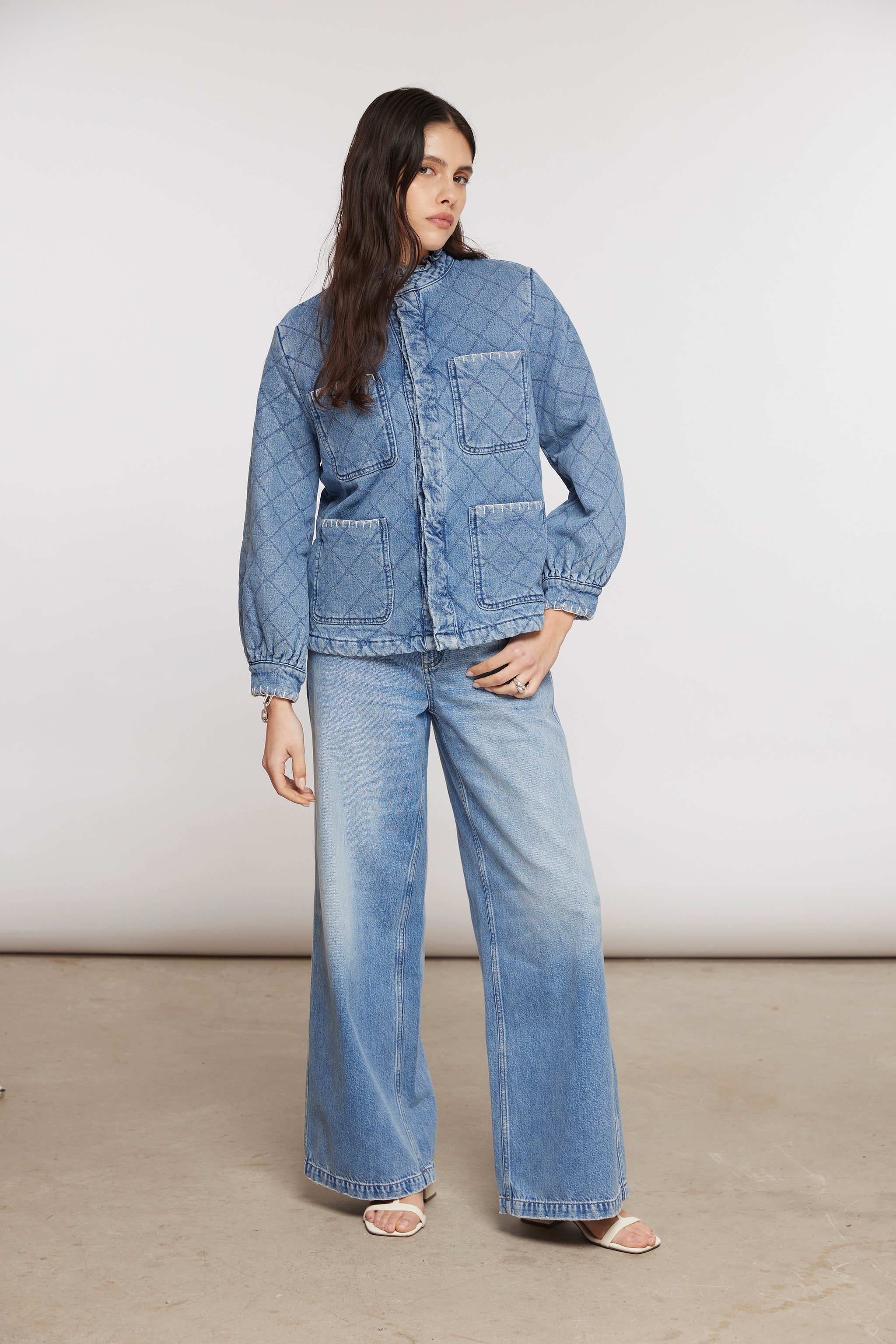 Pablo Quilted Denim Jacket in Rodeo - seventy + mochi