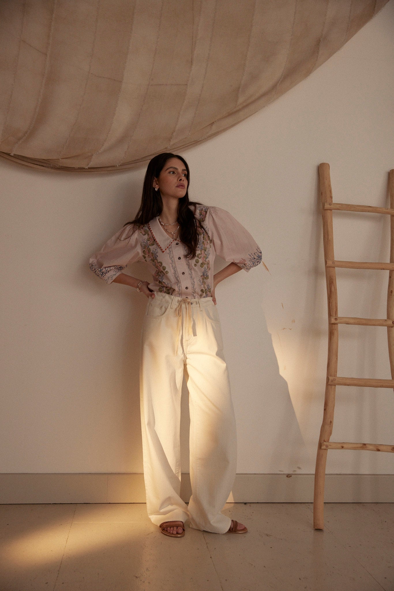 Blake Low Rise Jean in Herringbone Ecru - seventy + mochi