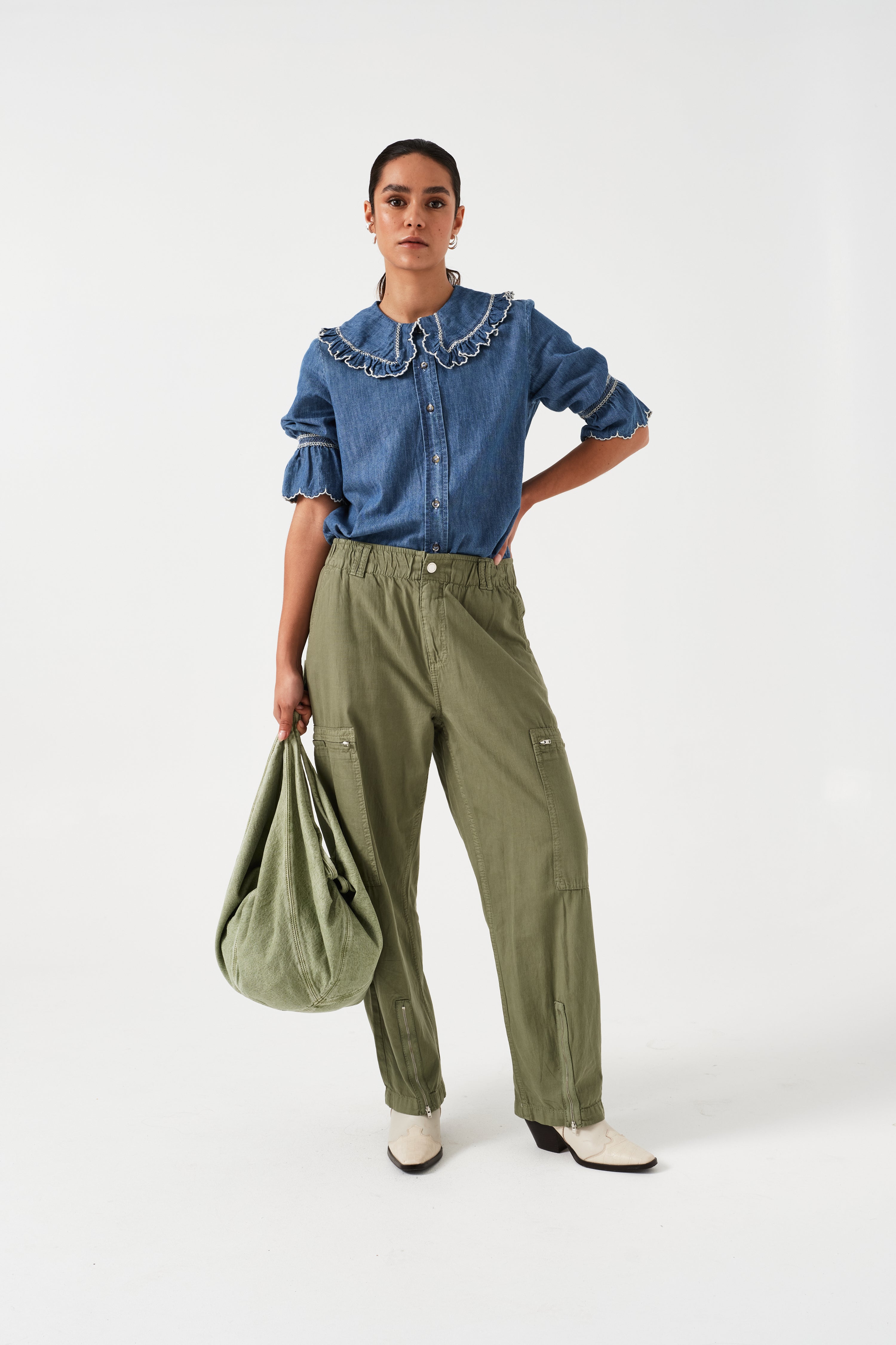 Amelia Pant in Khaki - seventy + mochi