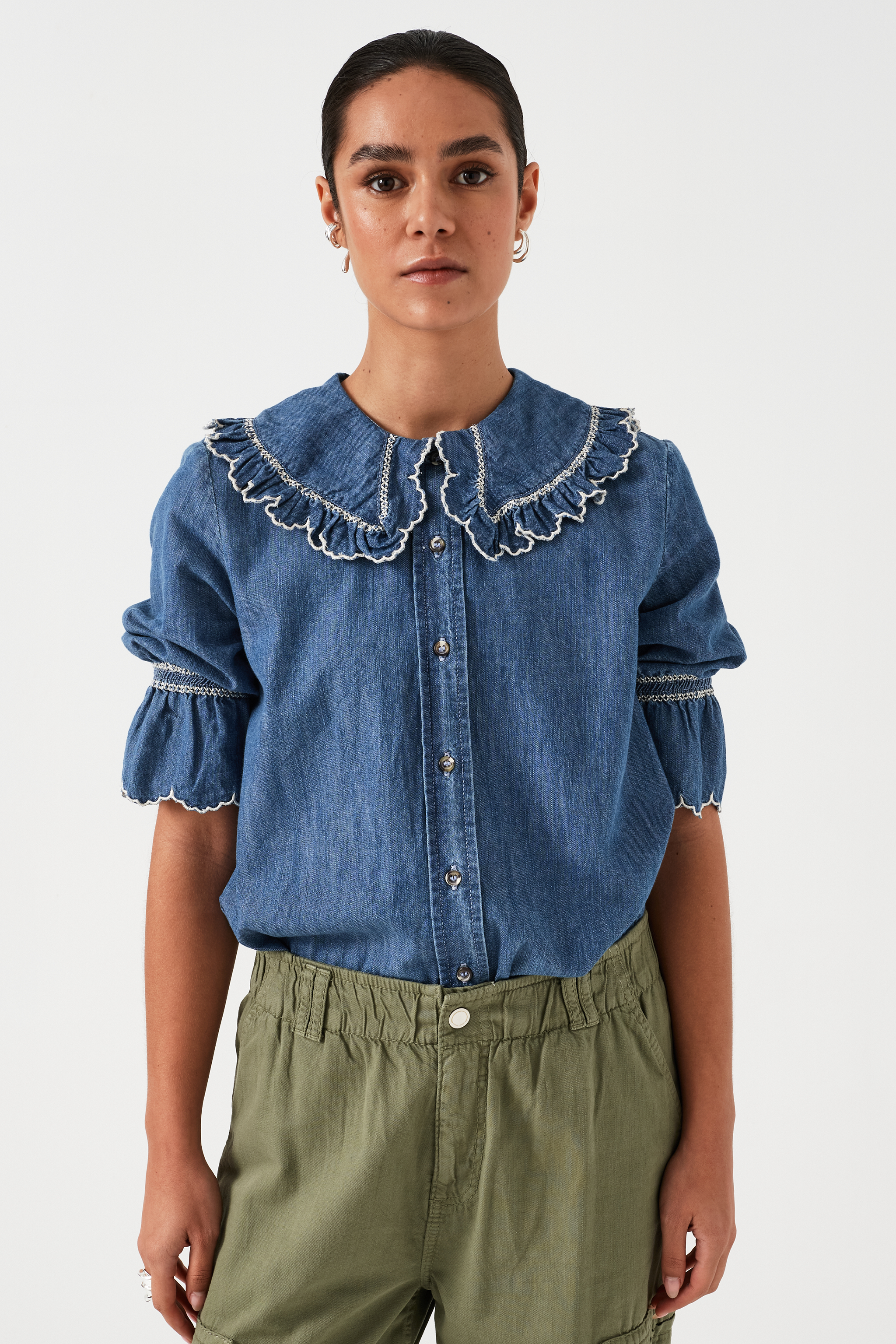 Daisy Blouse in Indigo Denim - seventy + mochi