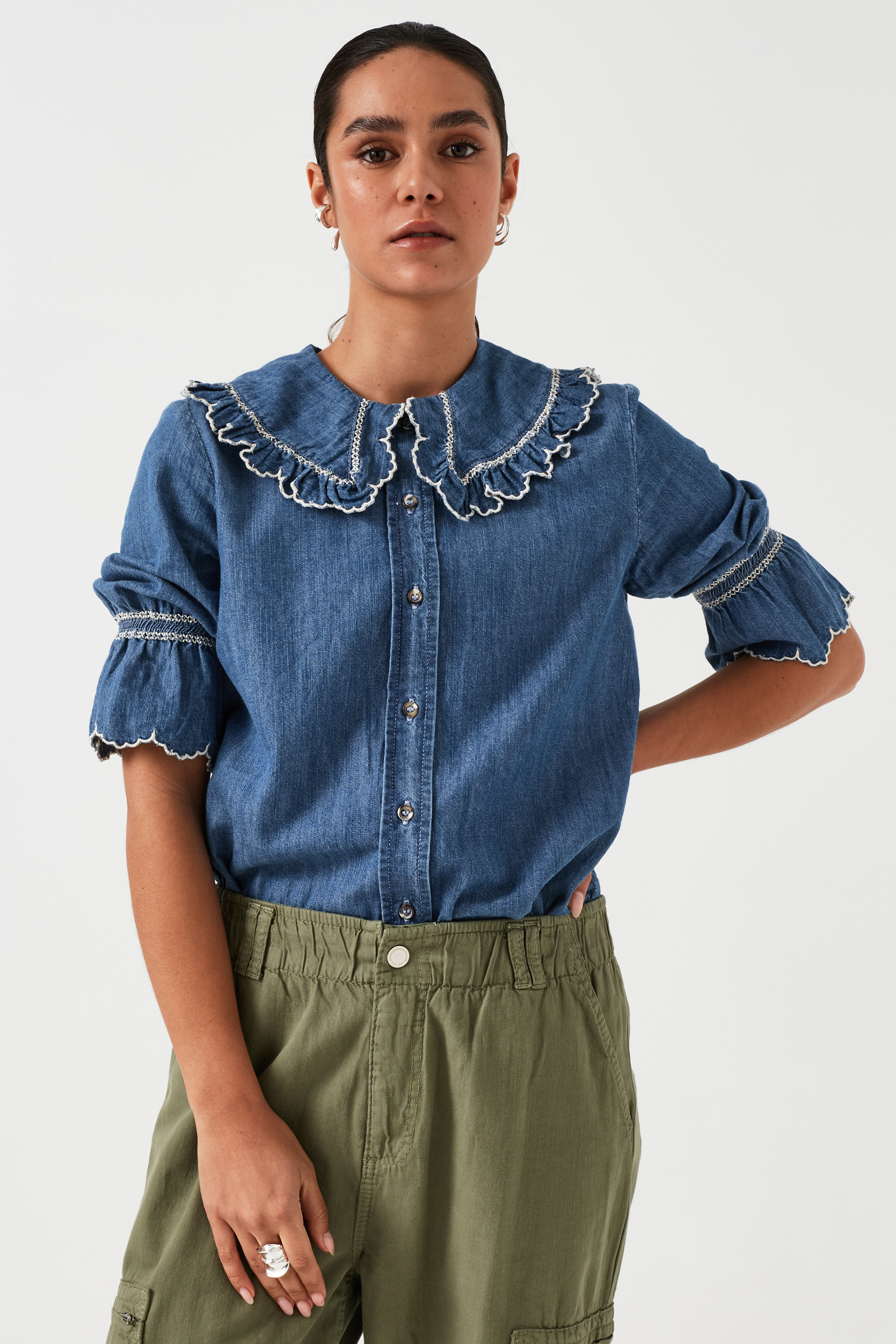 Daisy Blouse in Indigo Denim - seventy + mochi