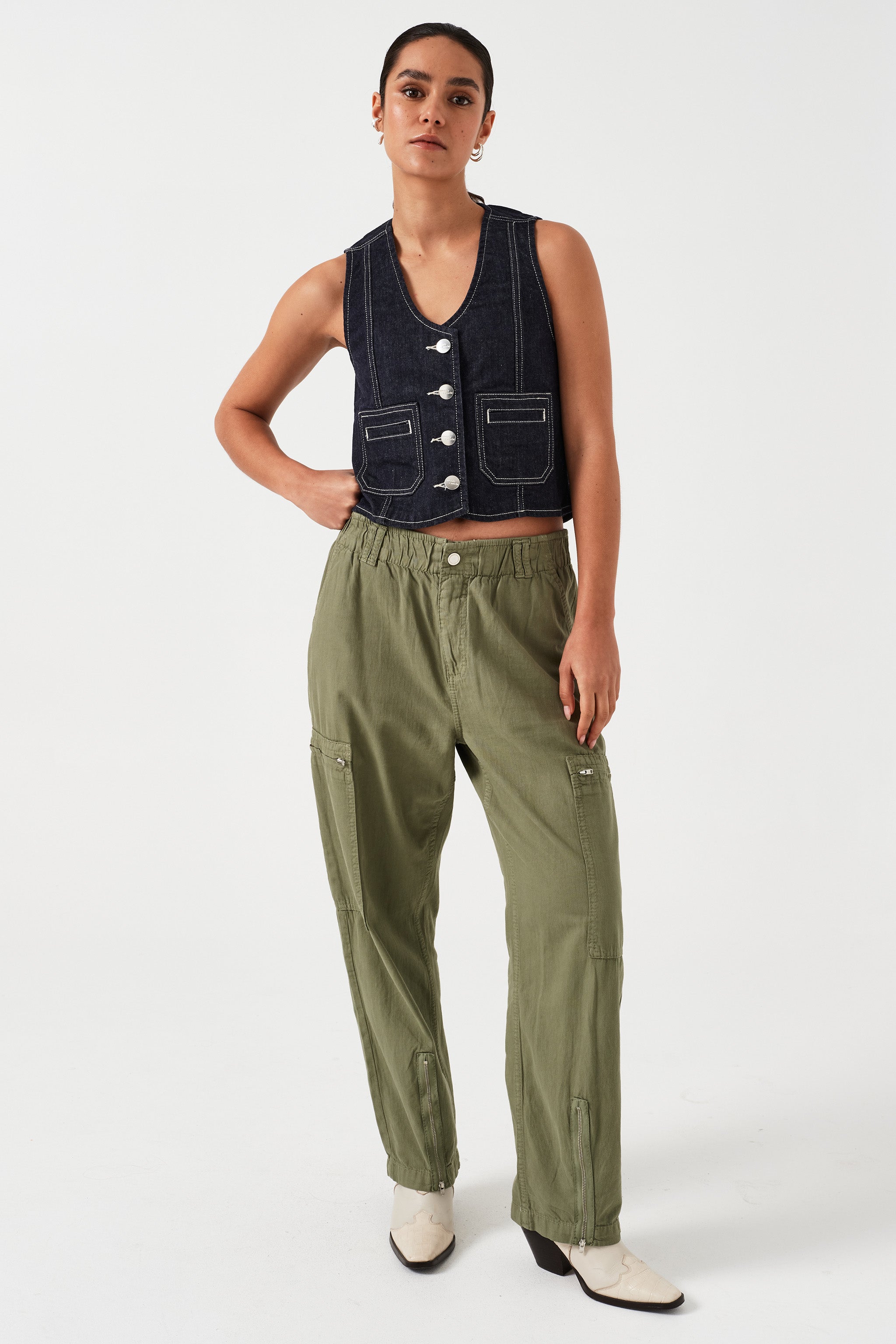 Amelia Pant in Khaki - seventy + mochi