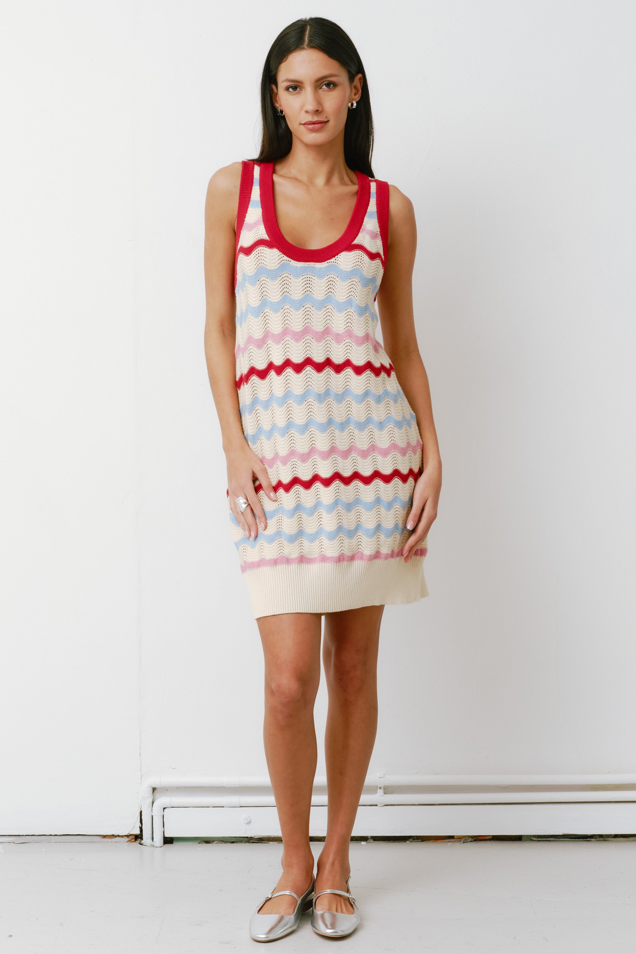 Edie Cashmere Dress in Baby Blue Stripe - seventy + mochi