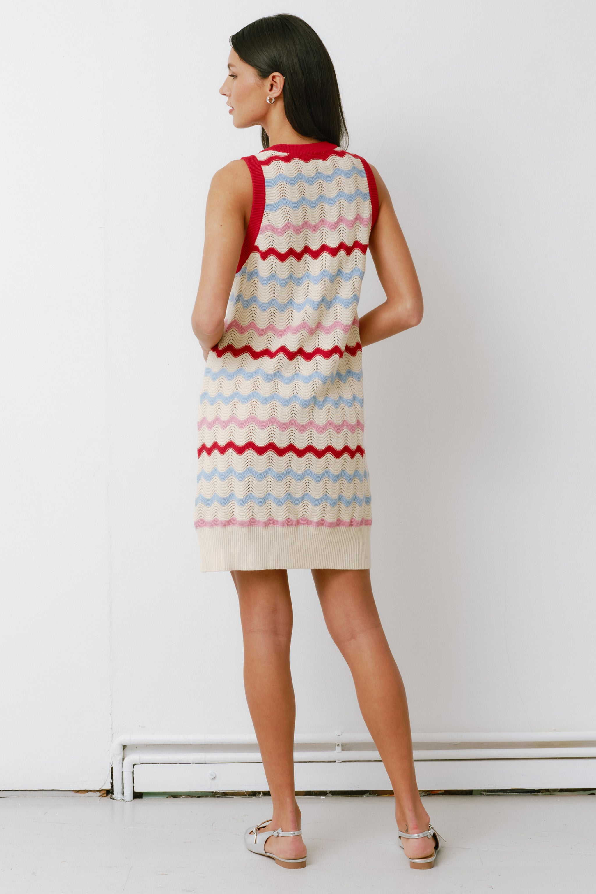 Edie Cashmere Dress in Baby Blue Stripe - seventy + mochi