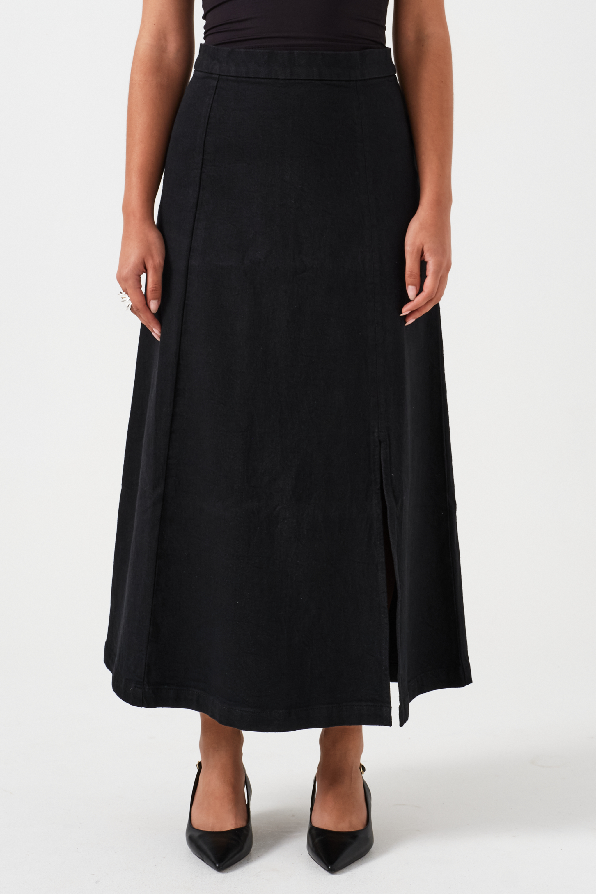 Faye Slip Skirt in Vintage Black - seventy + mochi