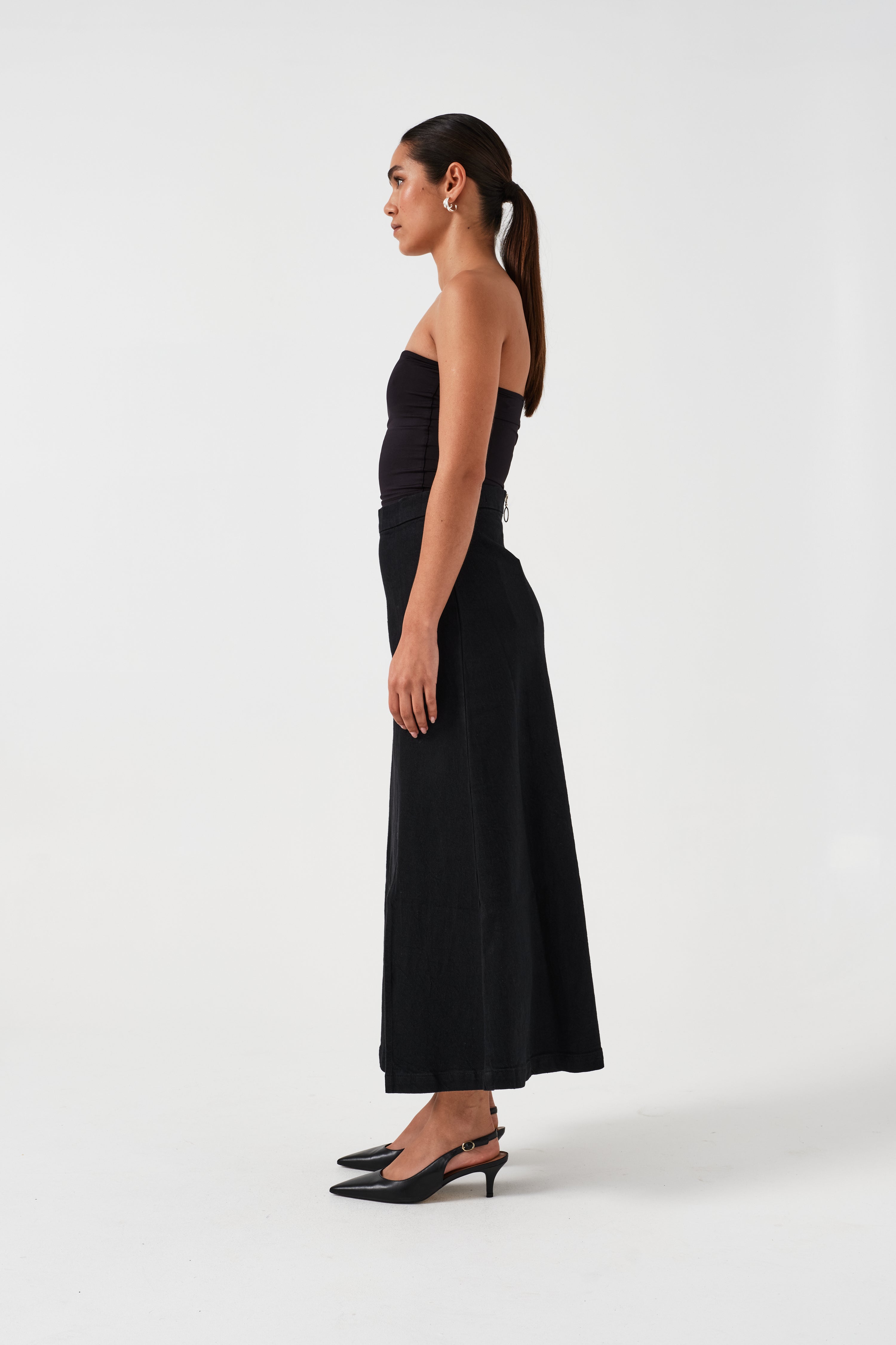 Faye Slip Skirt in Vintage Black - seventy + mochi