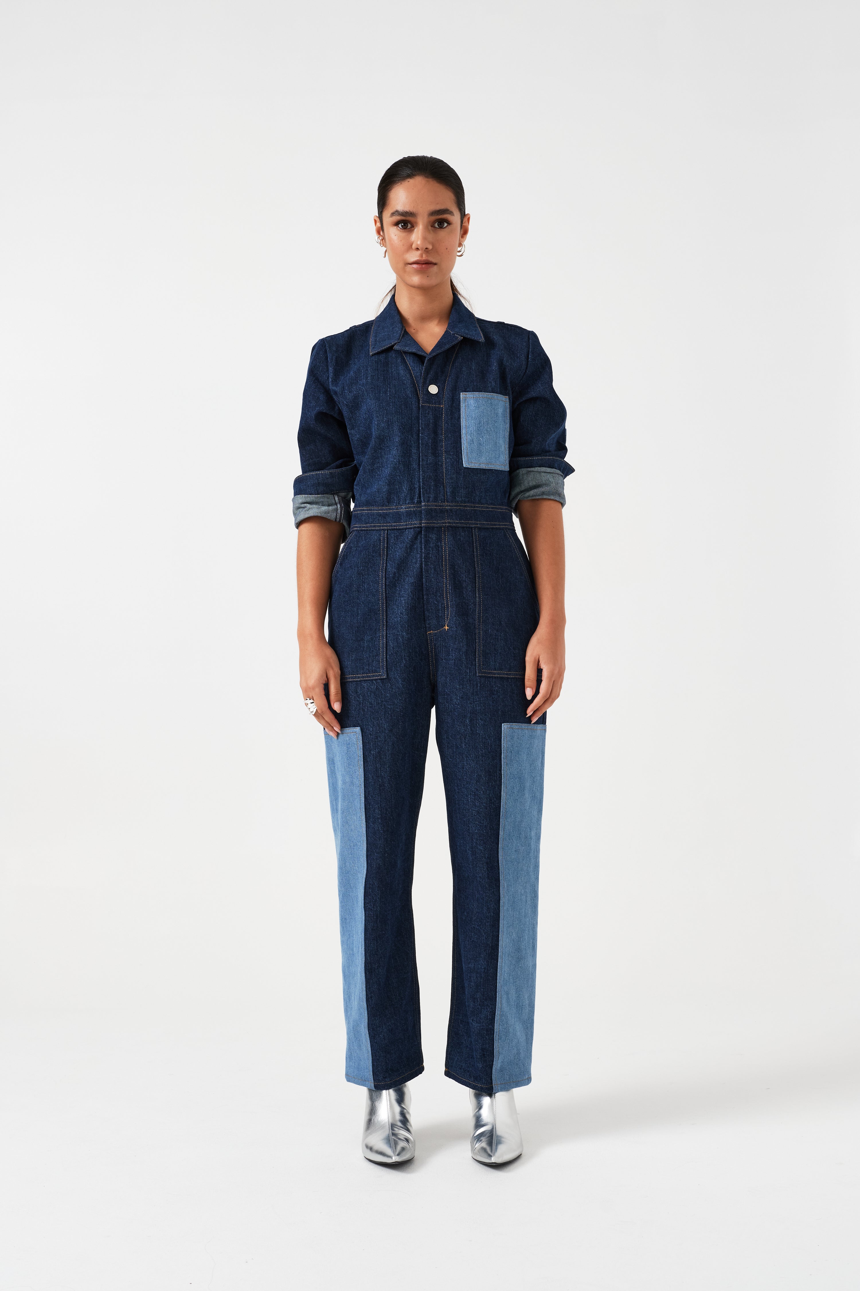 Indie All in One in Patched Denim - seventy + mochi