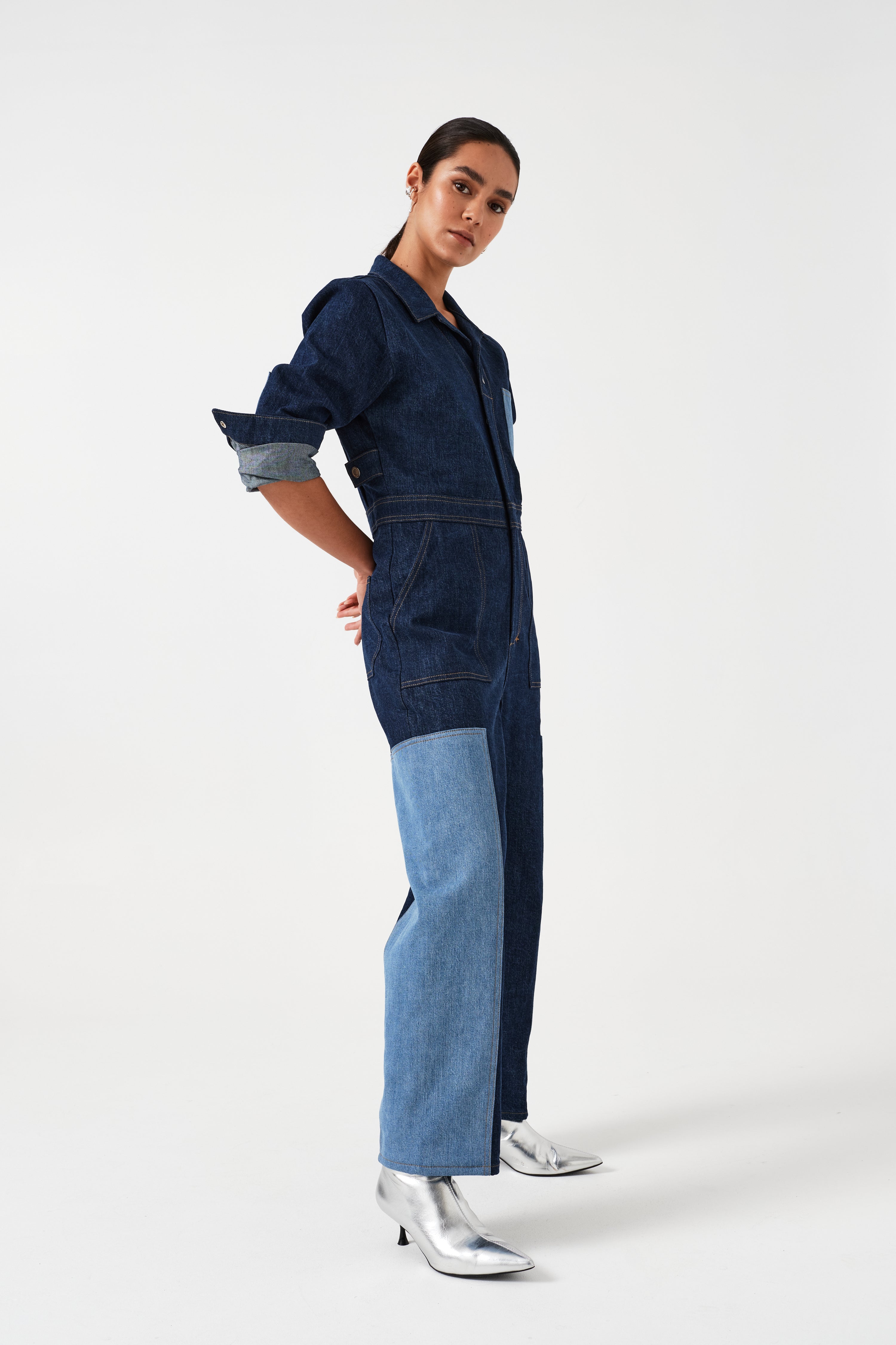 Indie All in One in Patched Denim - seventy + mochi