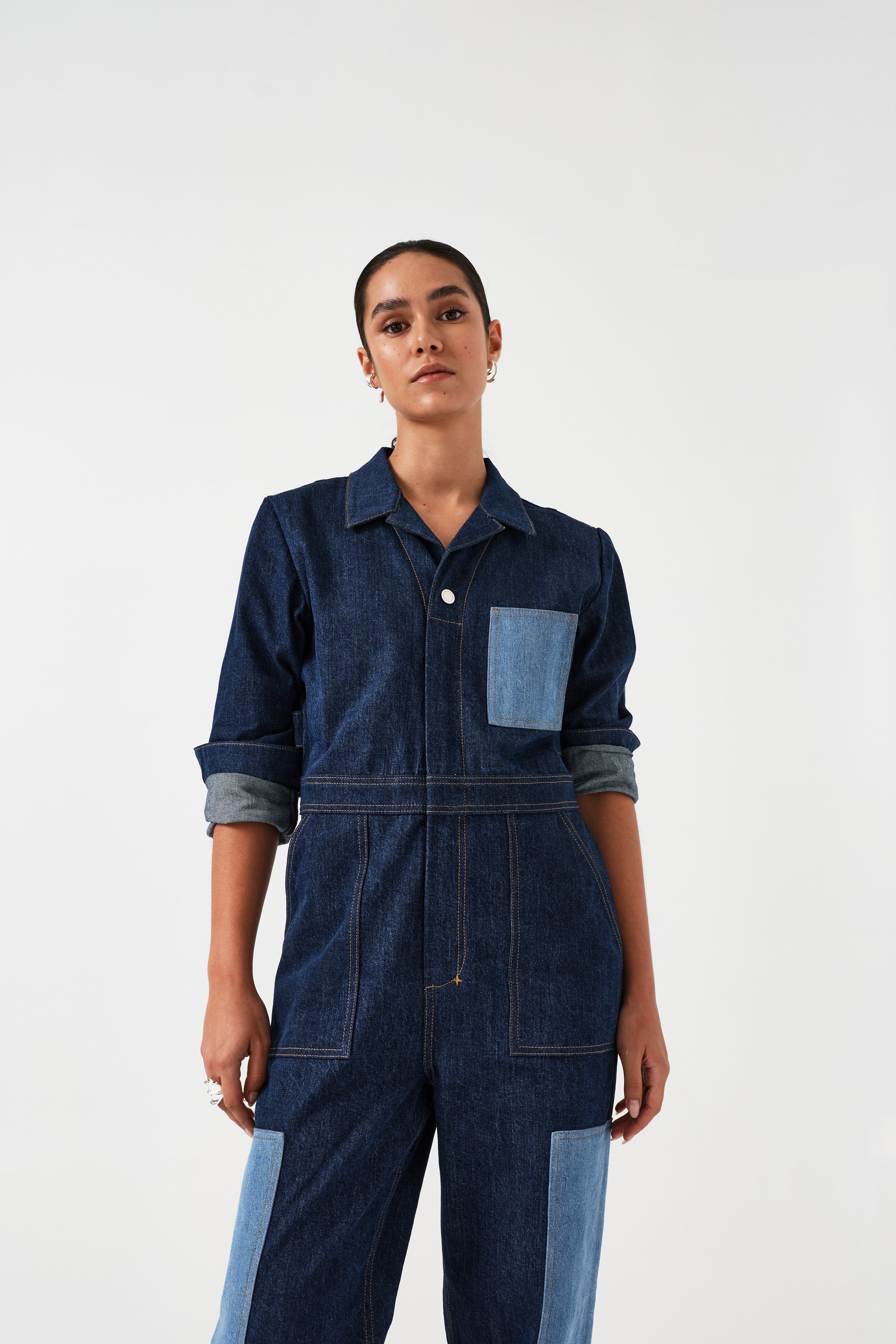 Indie All in One in Patched Denim - seventy + mochi