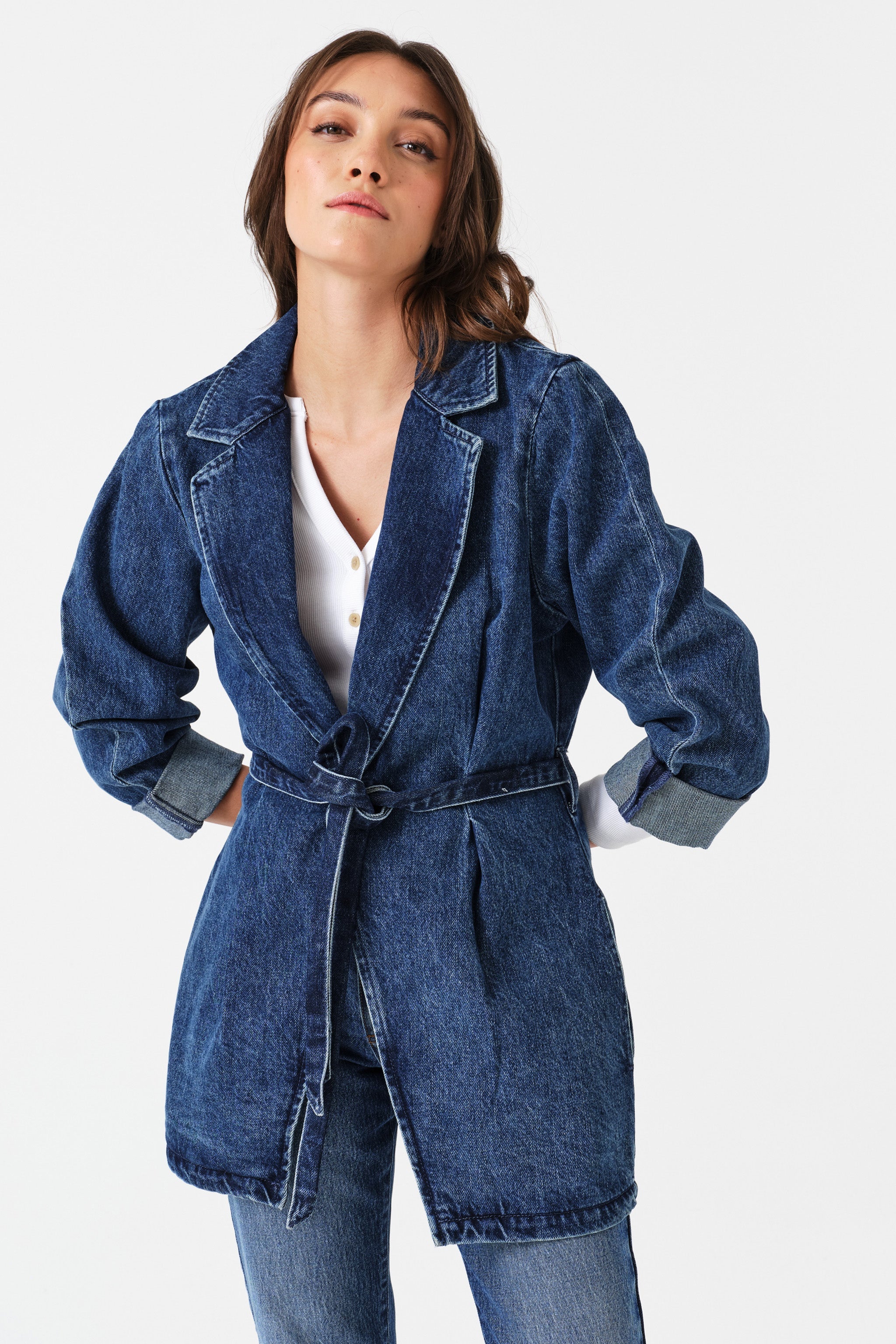 Bette Belted Denim Jacket in Phoenix