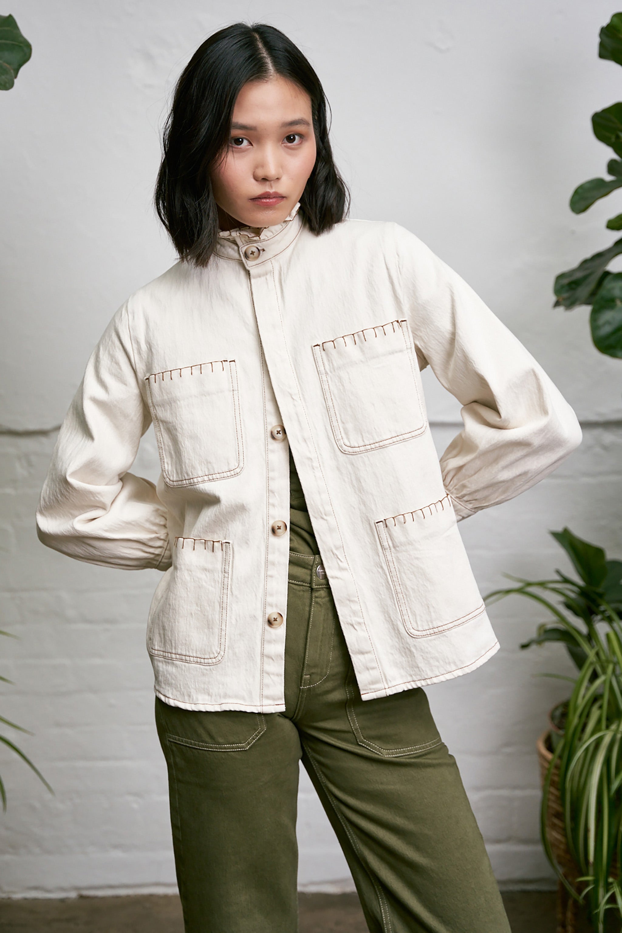 Pablo Denim Jacket in Ecru