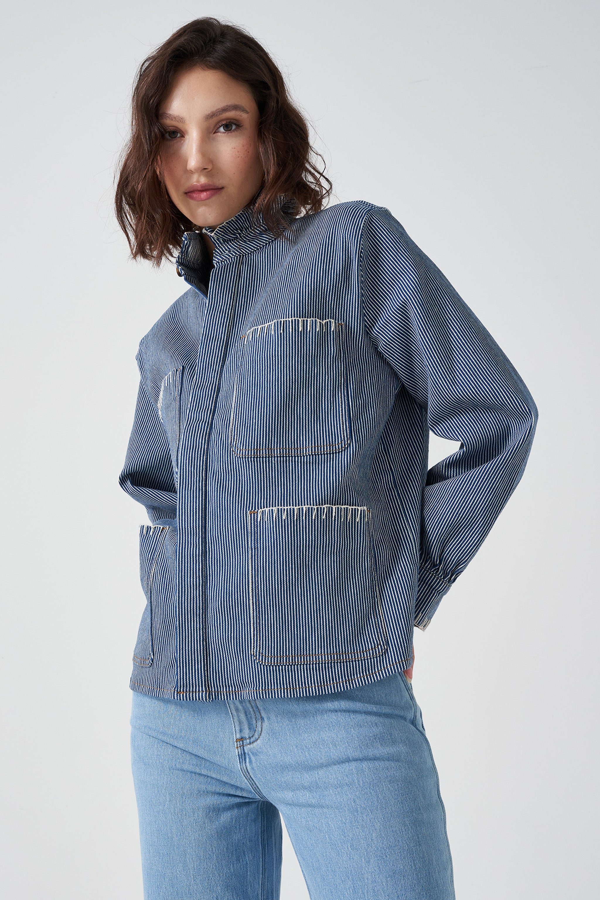 Pablo Denim Jacket in Denim Stripe