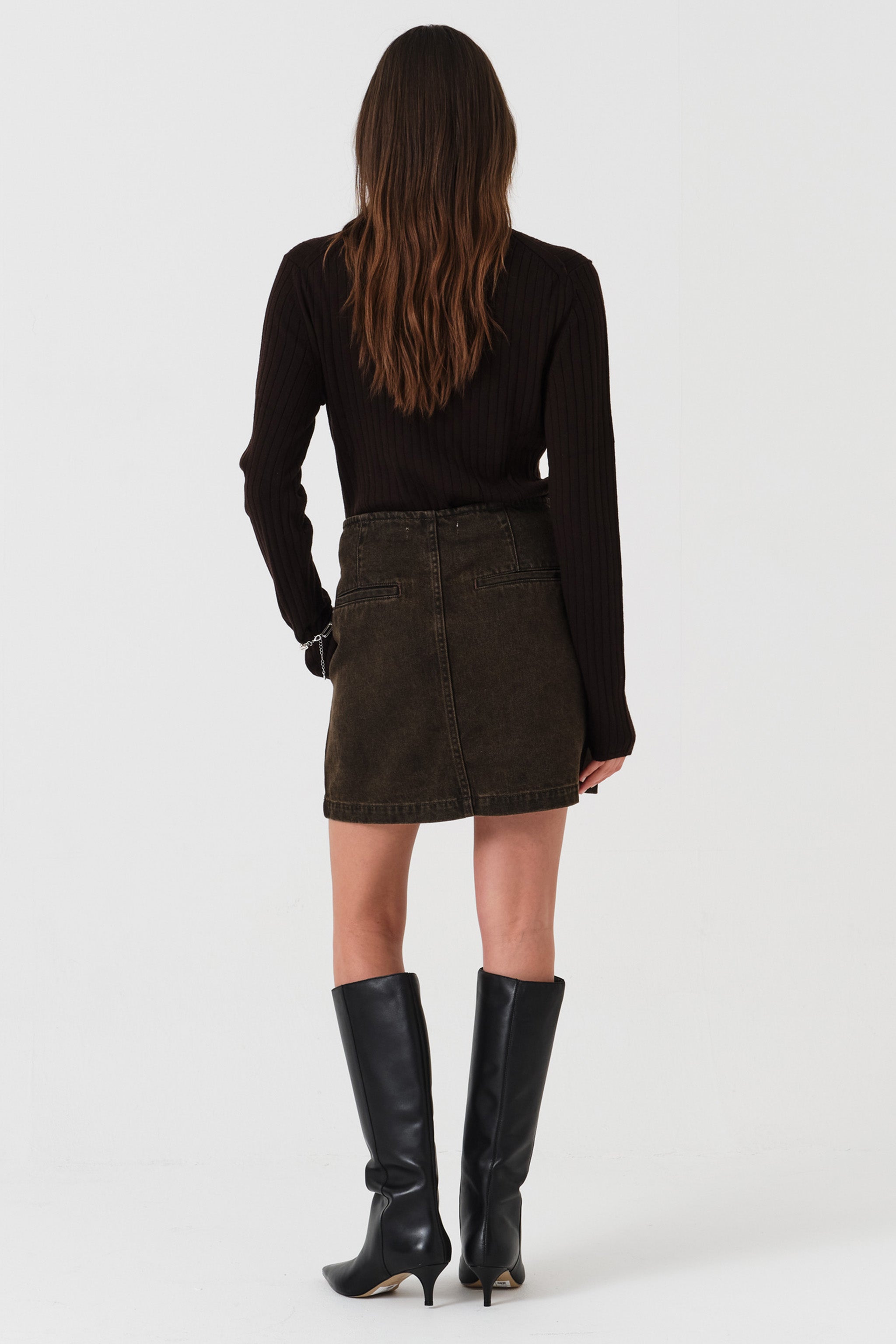 Noah Mini Denim Skirt in Cacao