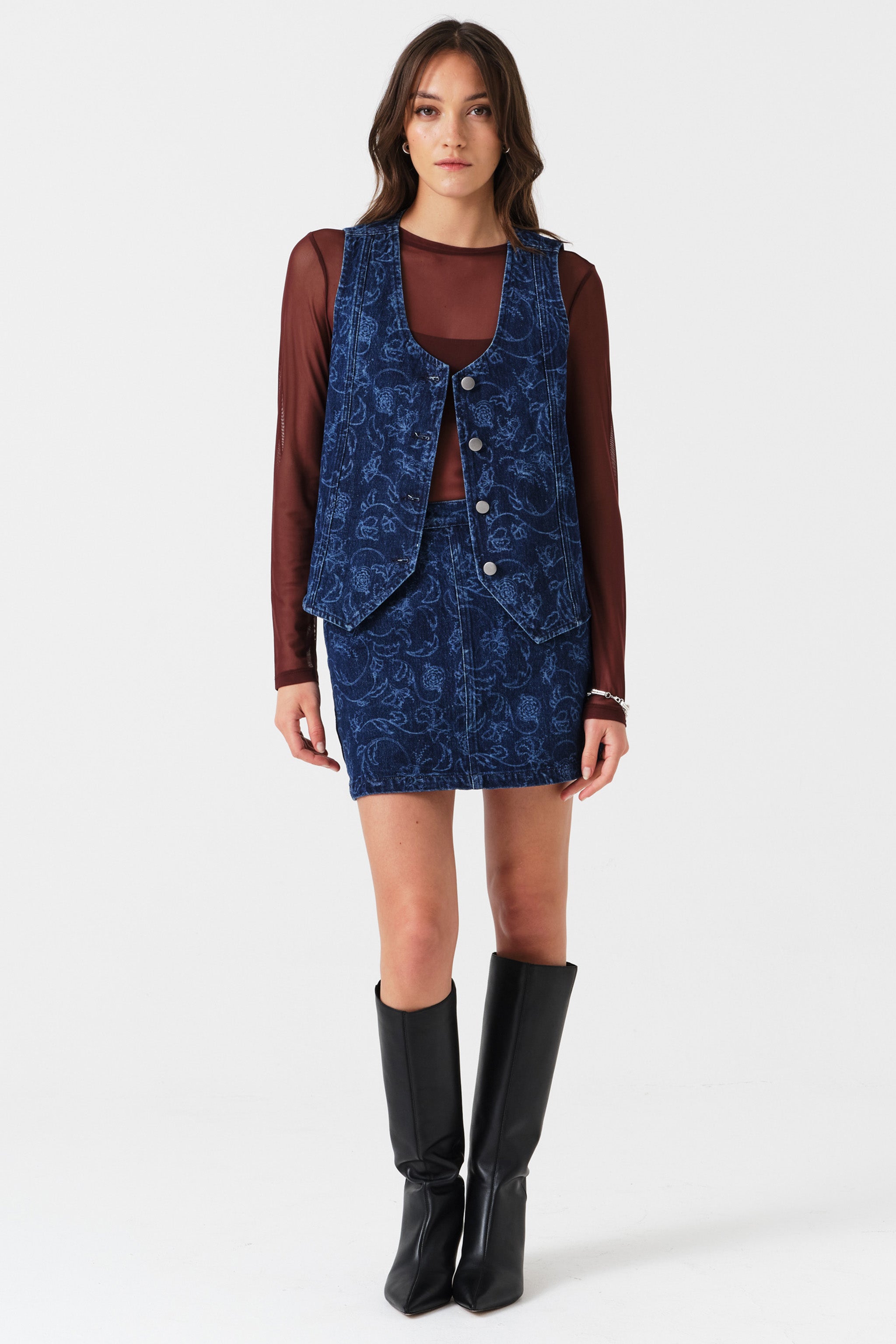 Margot Mini Denim Skirt in Baroque Nightfall