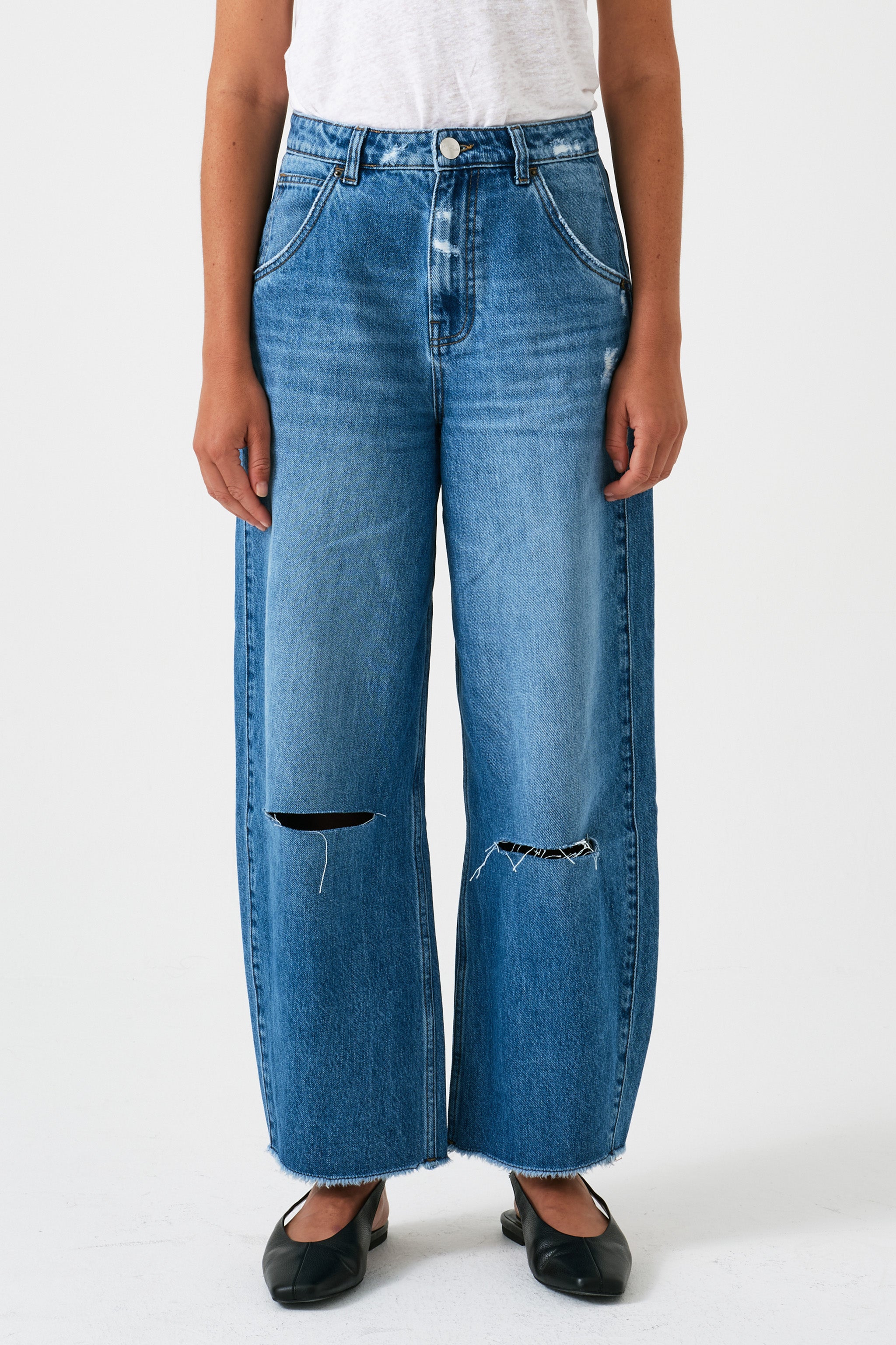 Bo Jean in Destroyed Dark Weekender - seventy + mochi