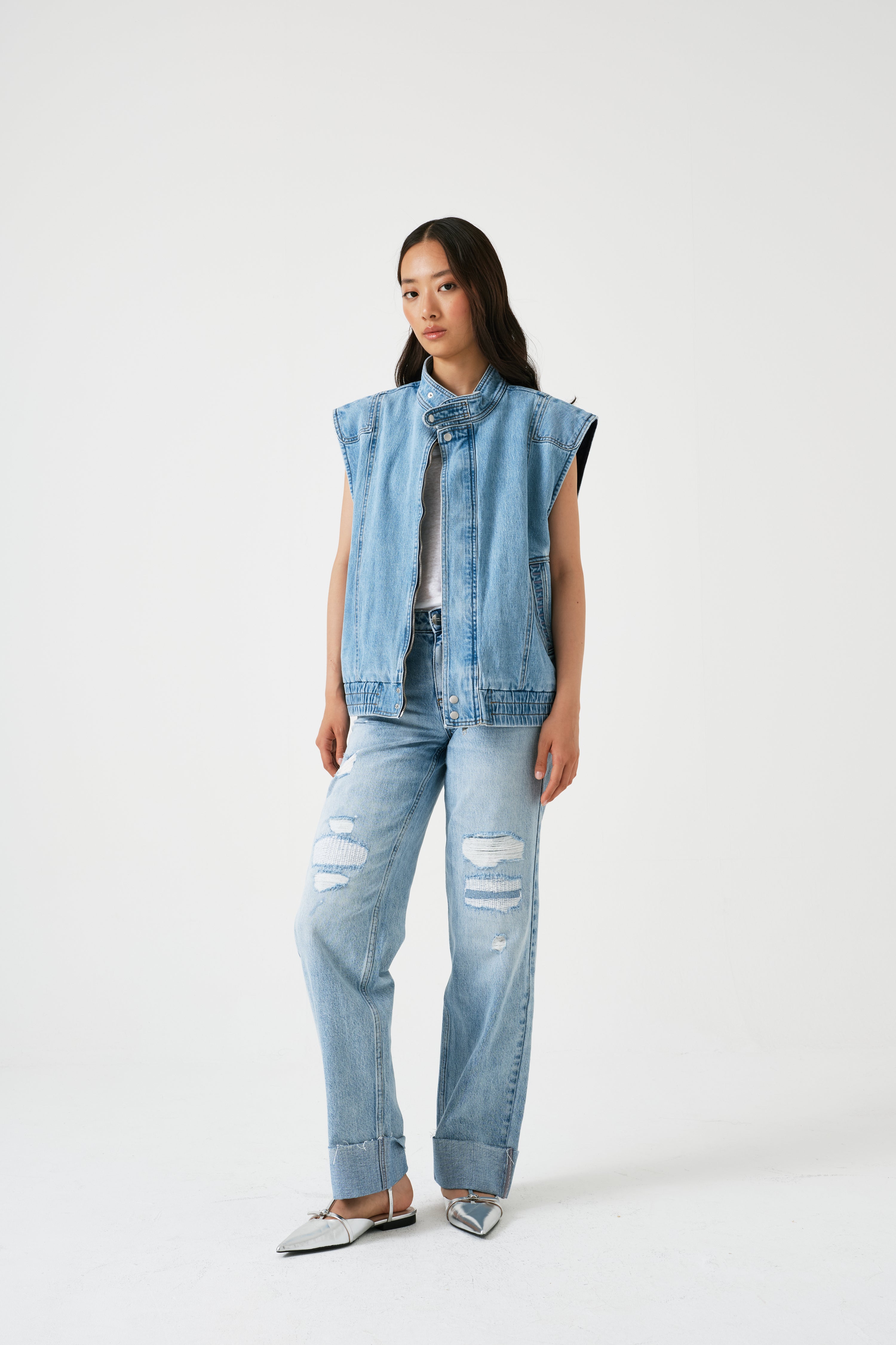 Sleeveless Oversized Juno Jacket in Dakota - seventy + mochi