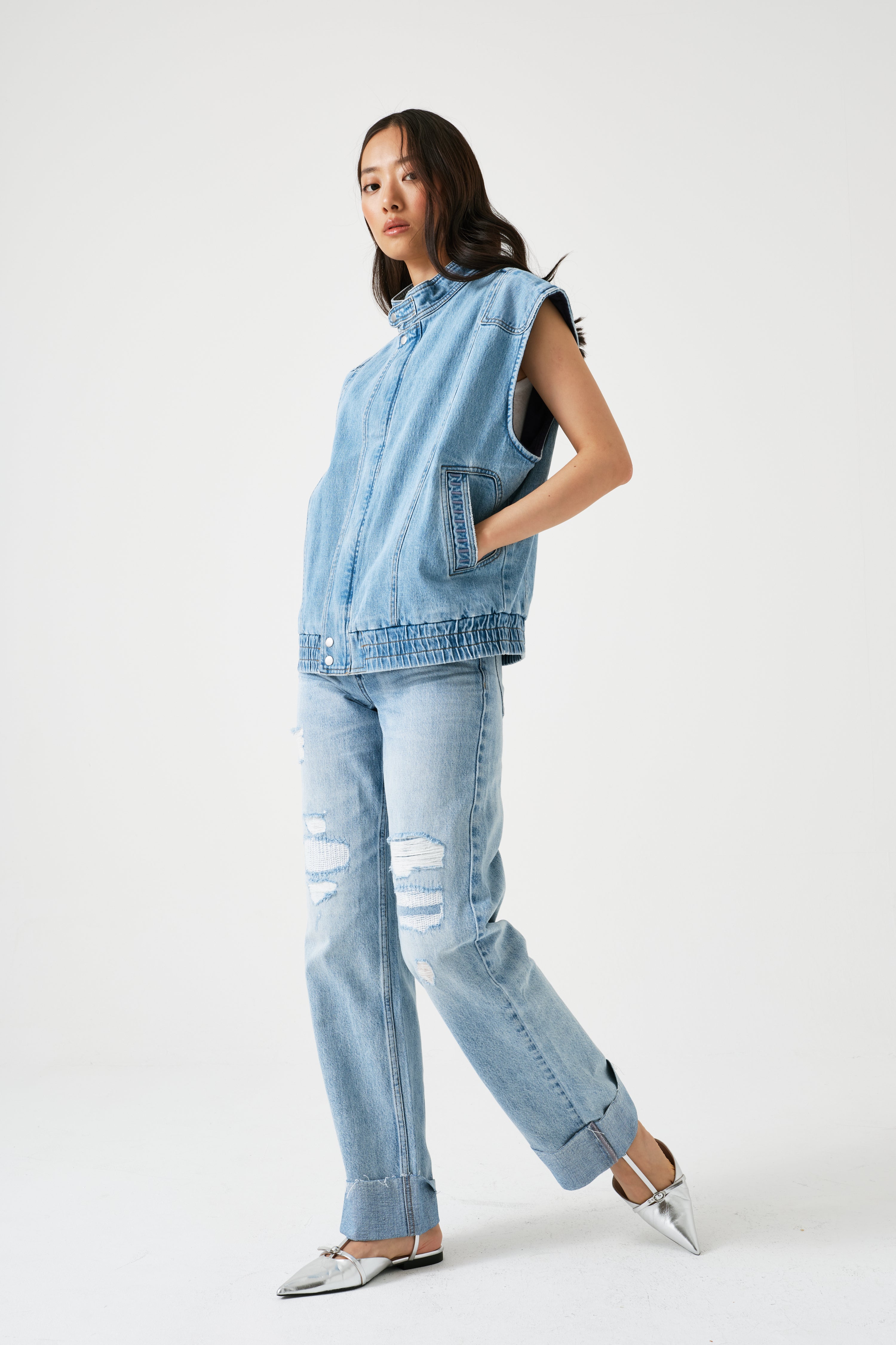 Sleeveless Oversized Juno Jacket in Dakota - seventy + mochi