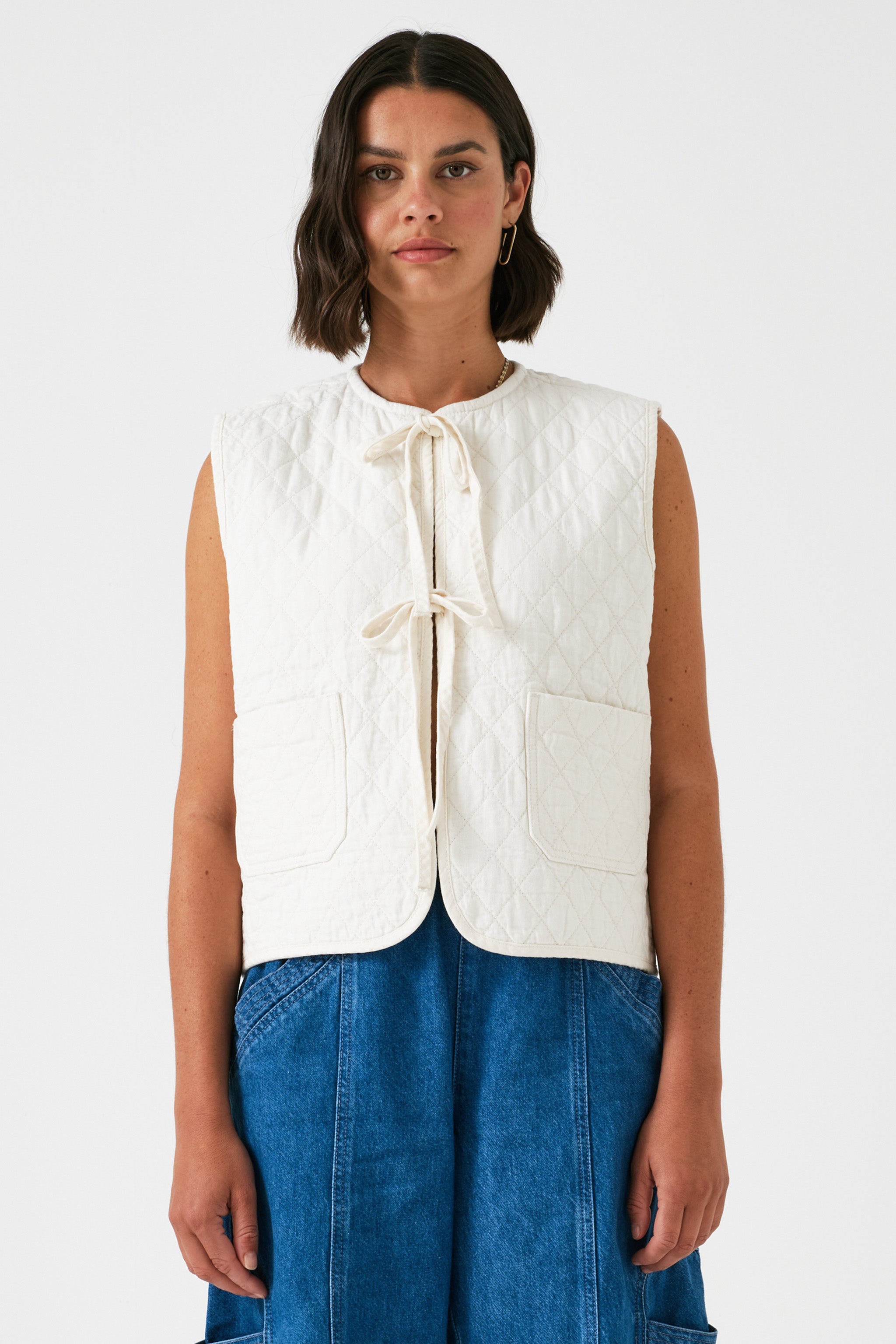 Aria Vest in Ecru - seventy + mochi