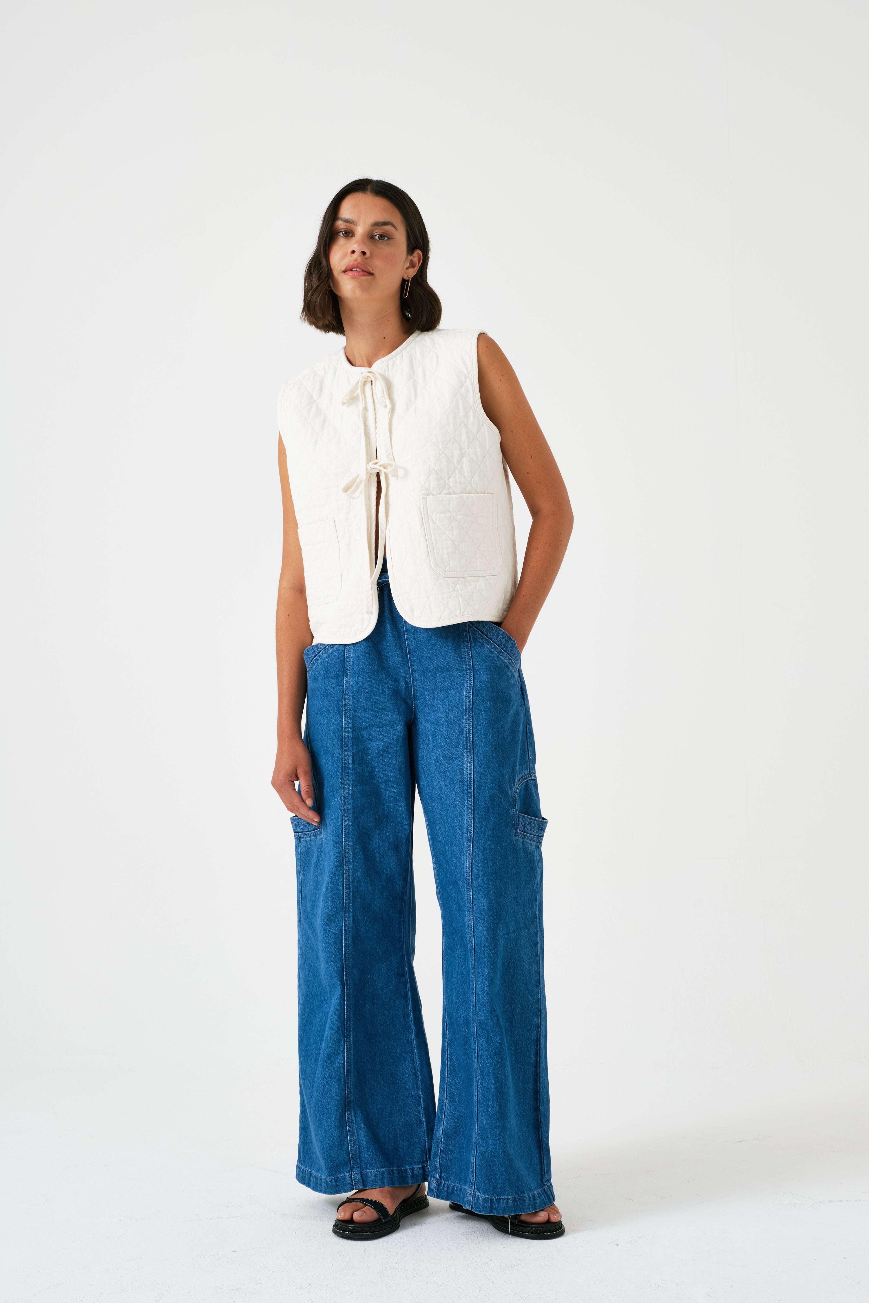 Aria Vest in Ecru - seventy + mochi