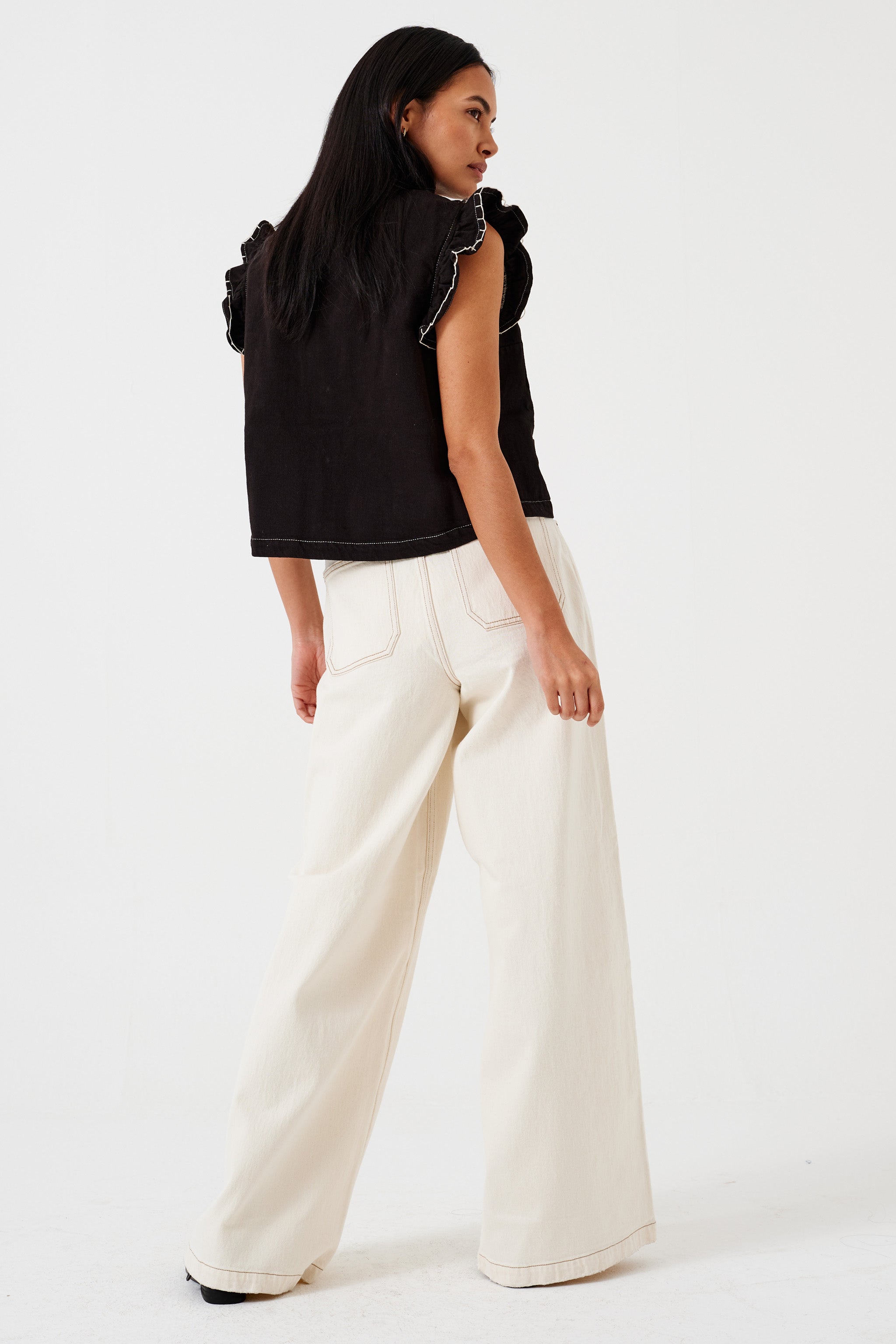 Bay Wide Leg Jean in Ecru