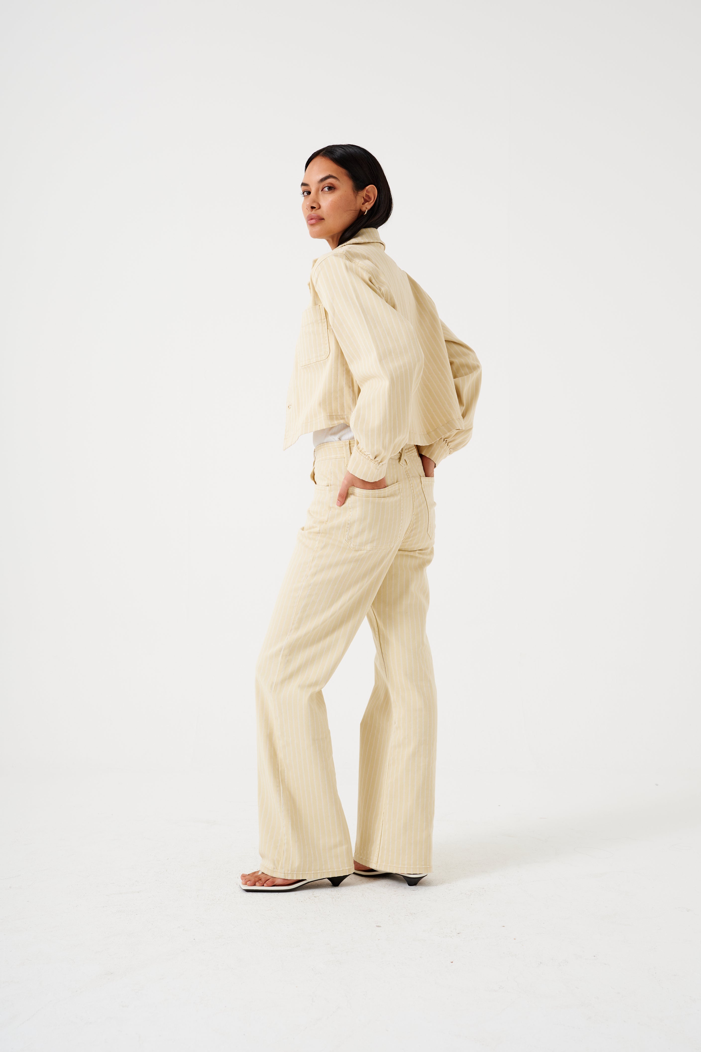 Mabel Jean in Buttermilk Wide Stripe - seventy + mochi