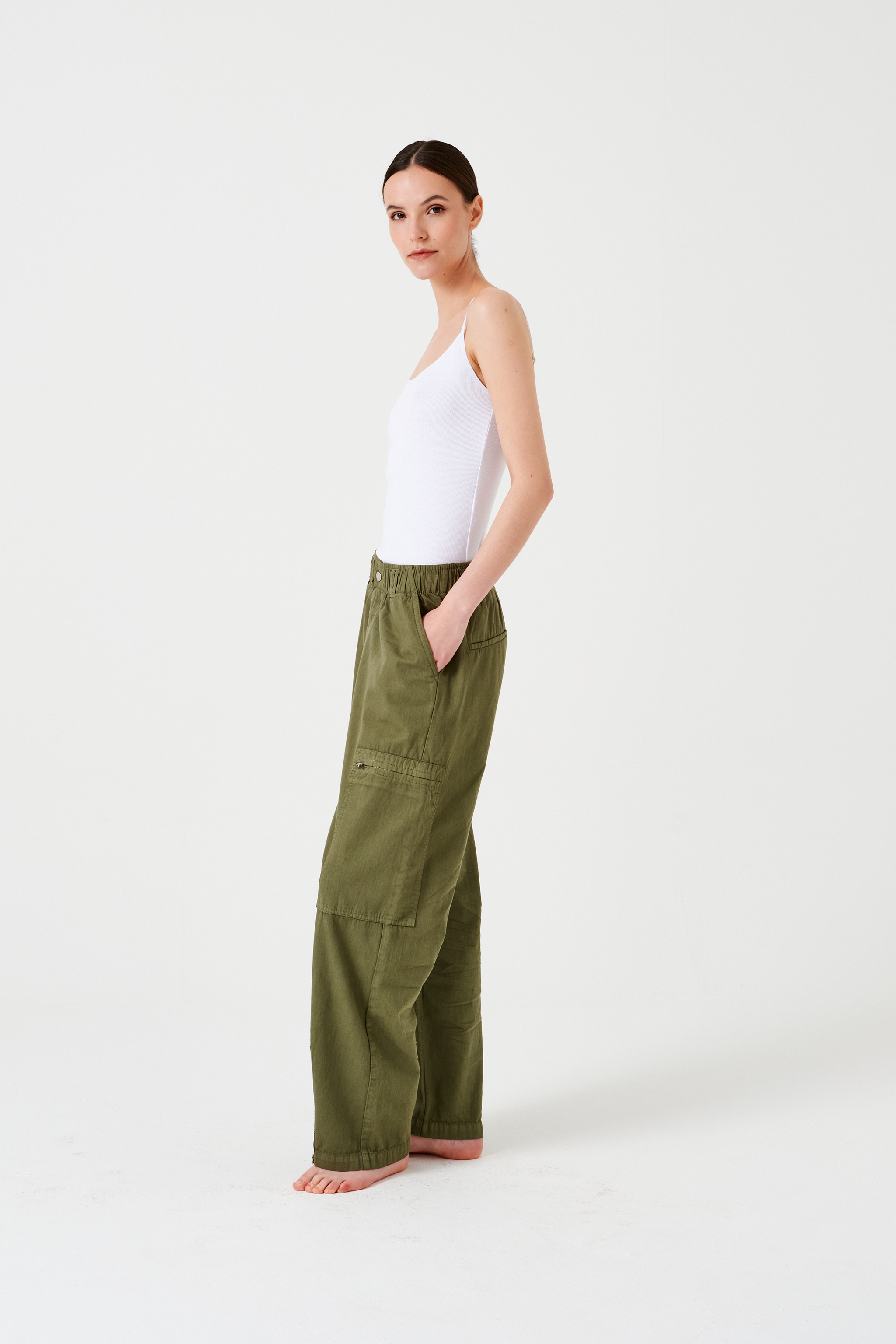Amelia Pant in Khaki - seventy + mochi