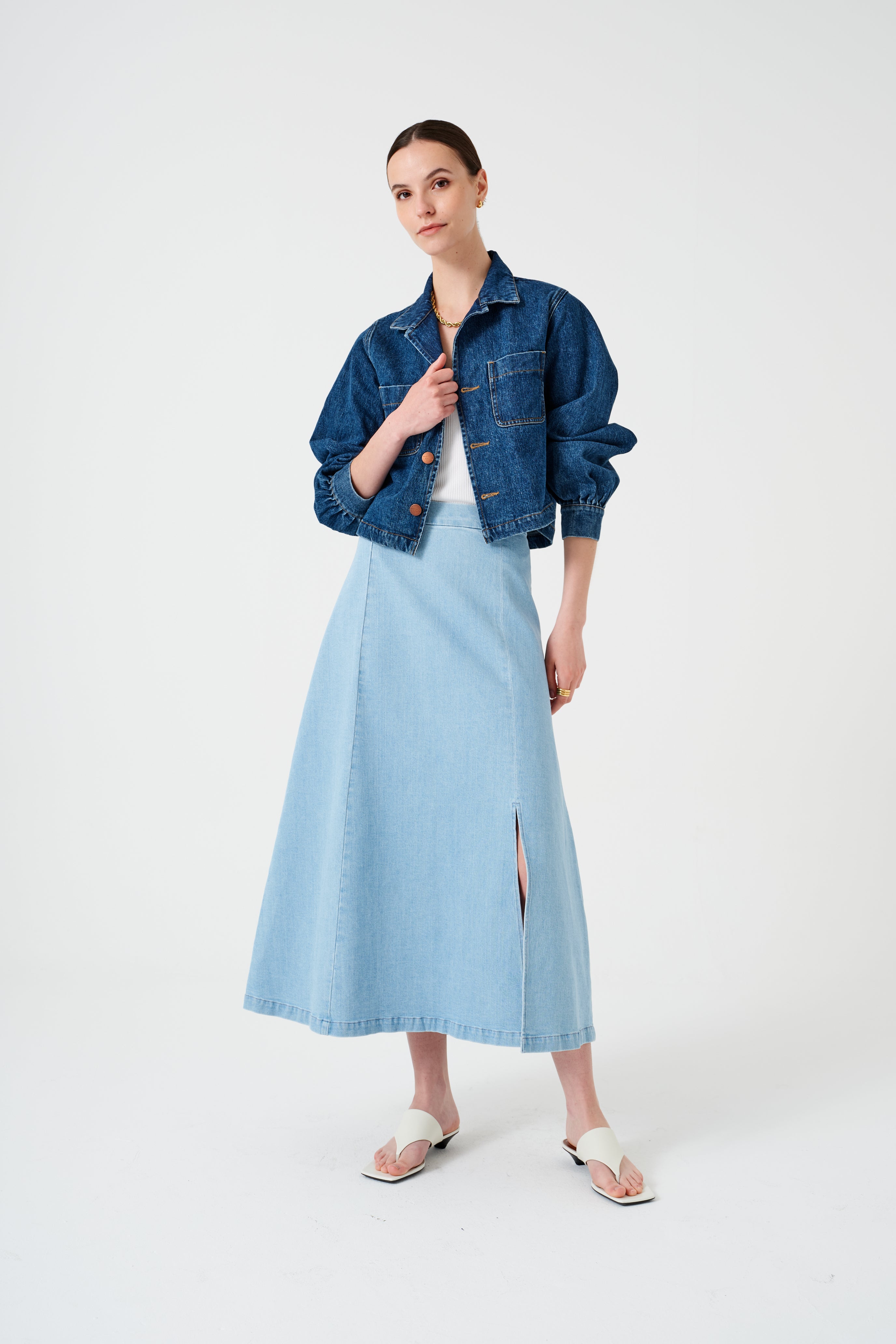 Faye Slip Skirt in Oceanic Blue - seventy + mochi