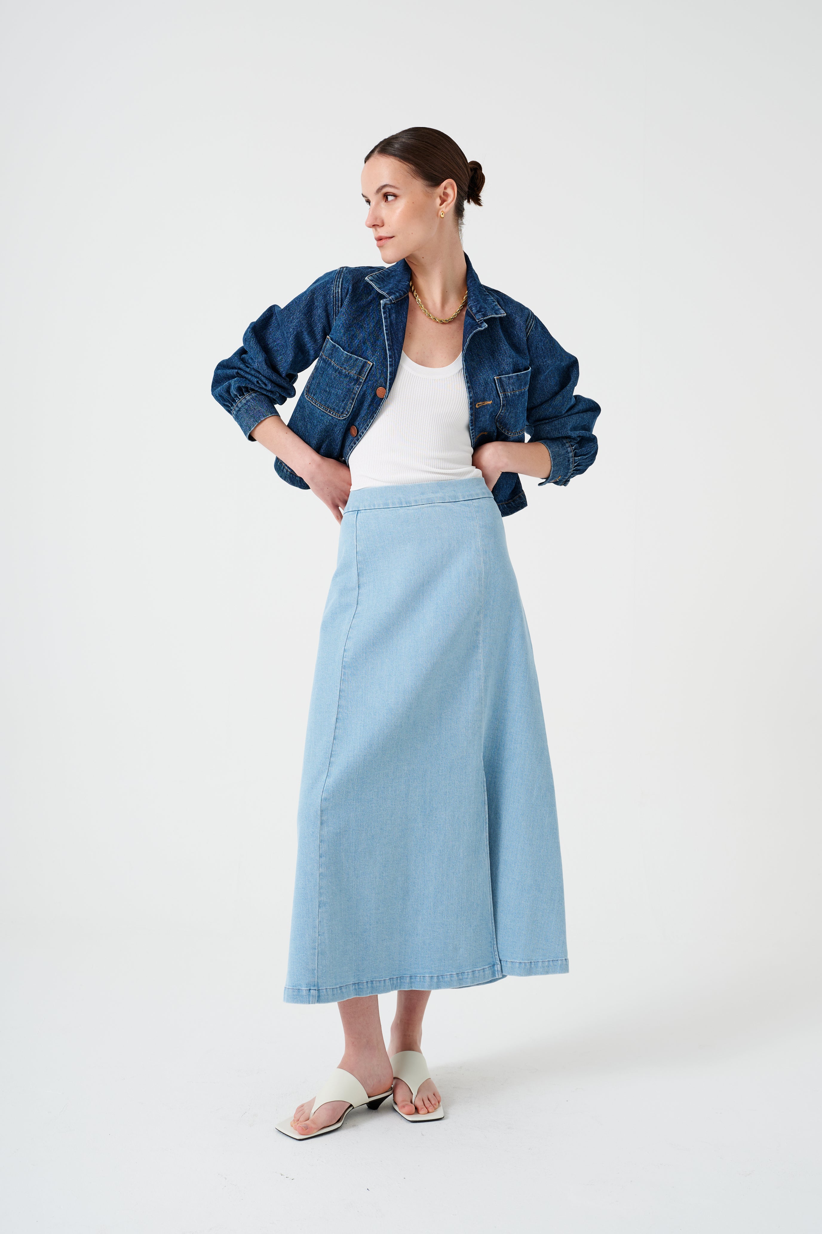 Faye Slip Skirt in Oceanic Blue - seventy + mochi