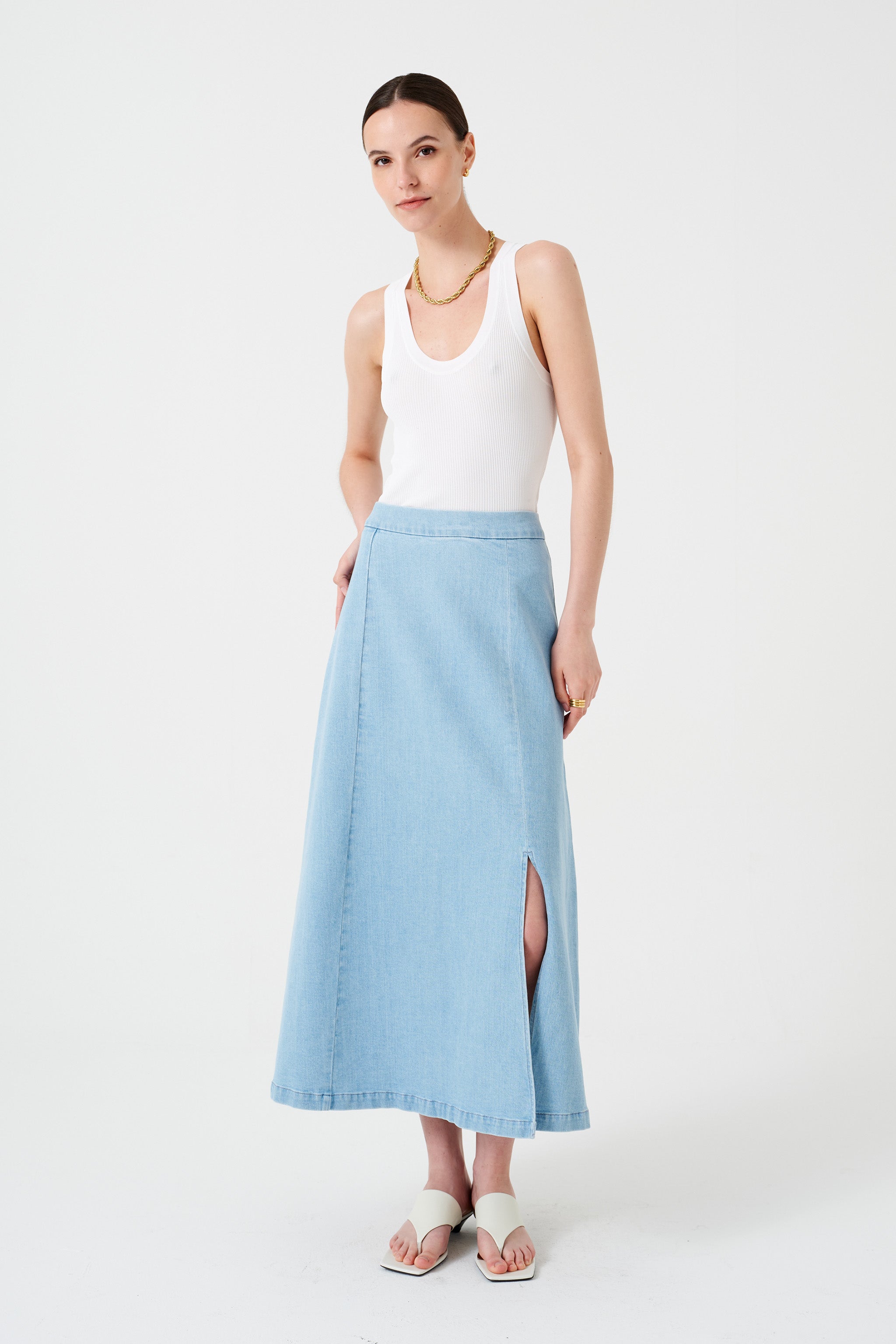 Faye Slip Skirt in Oceanic Blue - seventy + mochi