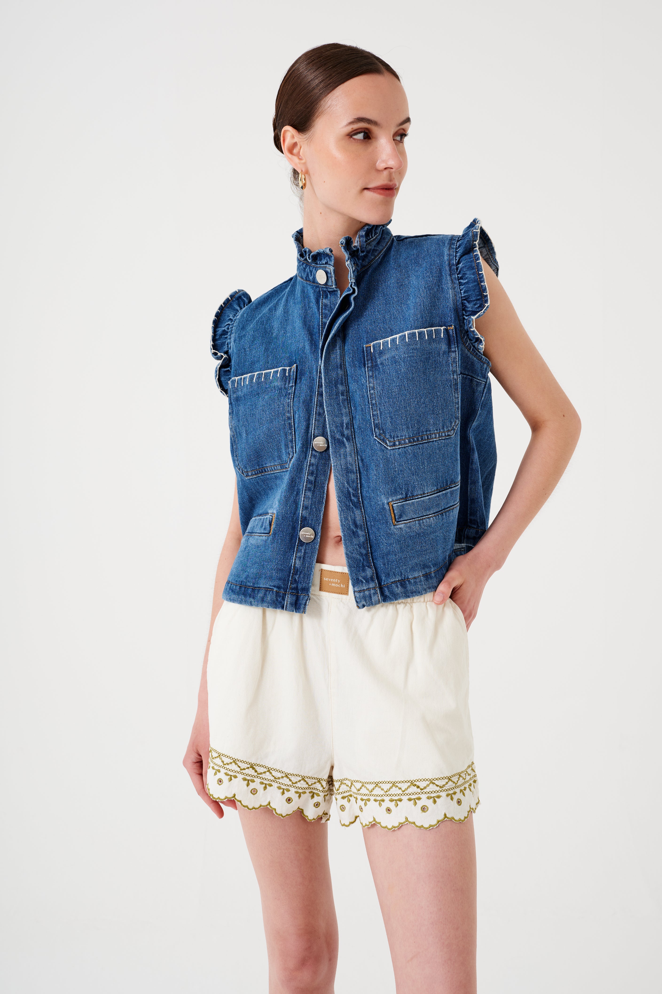 Sophie Short in Ecru Denim - seventy + mochi