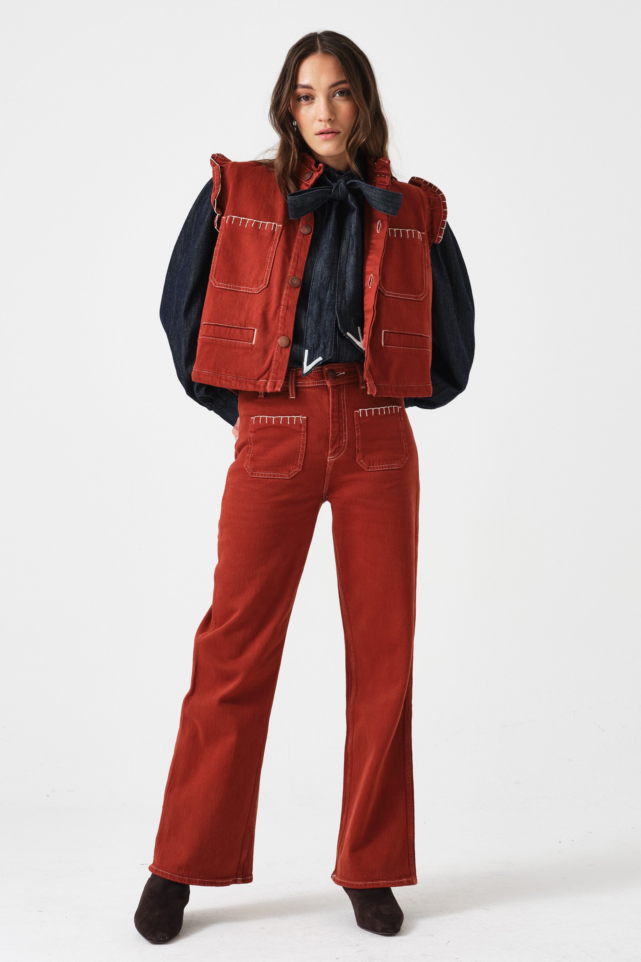 Mabel Jean Patch Pocket in Dark Rust - seventy + mochi