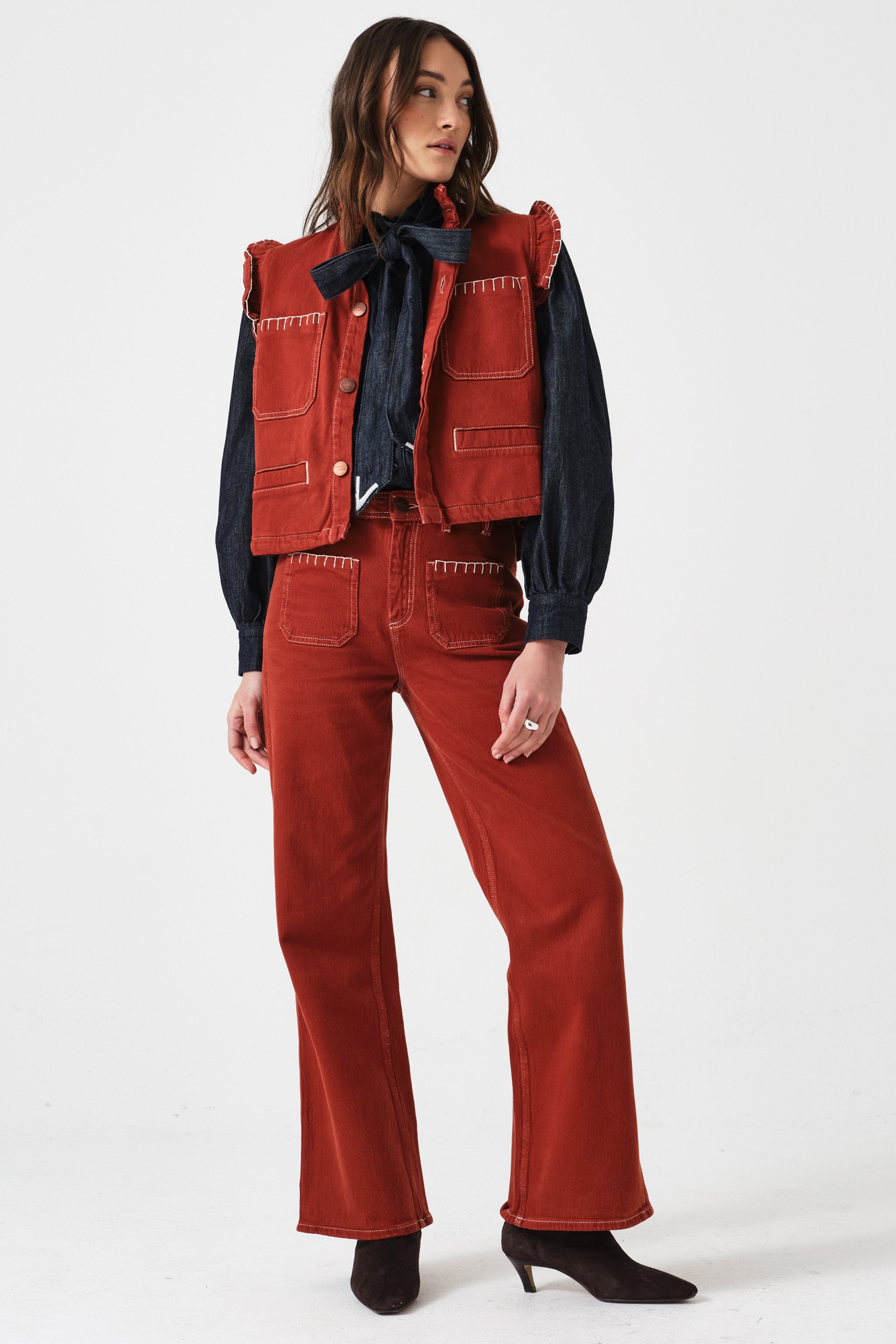 Mabel Jean Patch Pocket in Dark Rust - seventy + mochi
