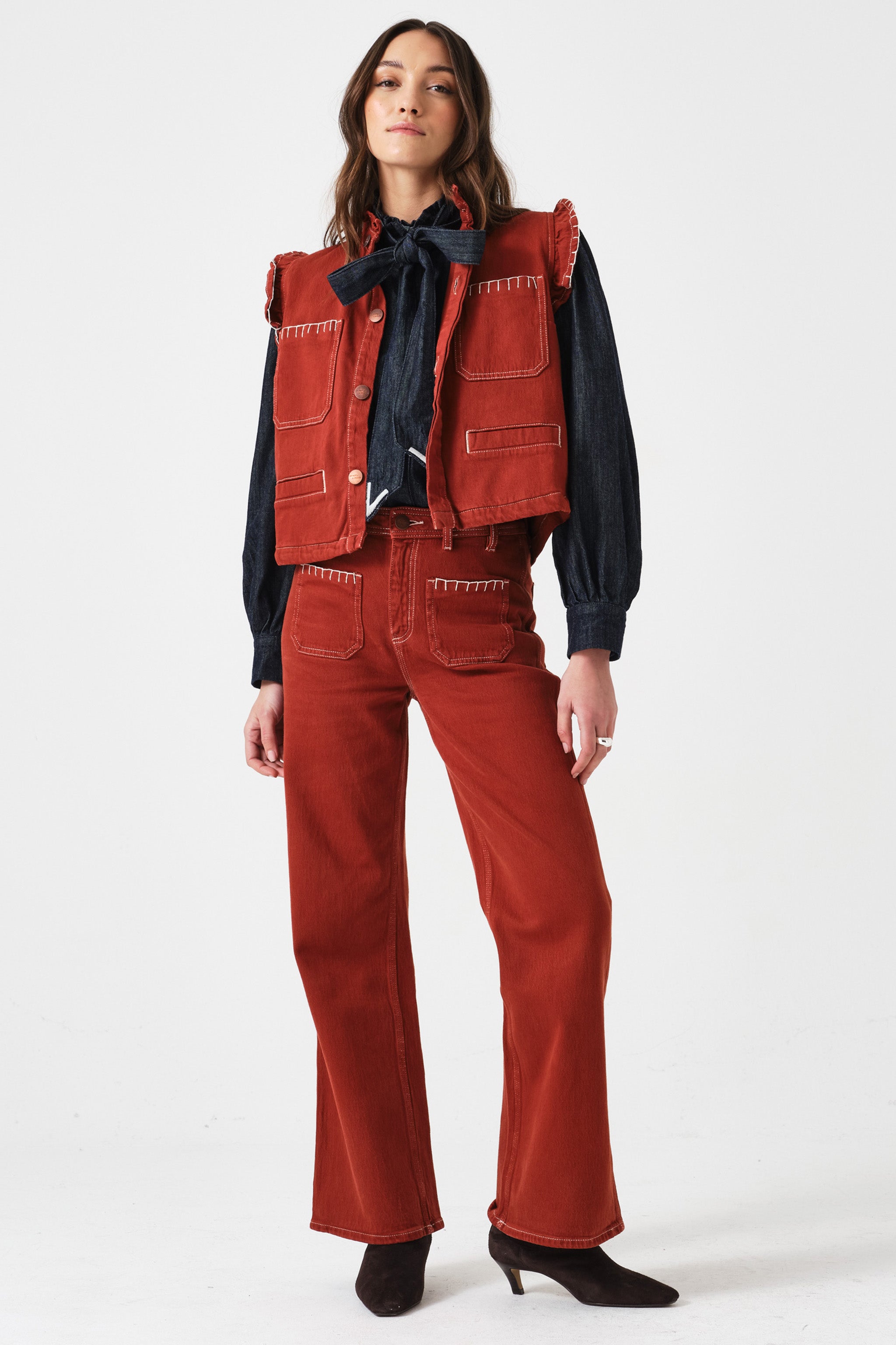 Mabel Jean Patch Pocket in Dark Rust - seventy + mochi