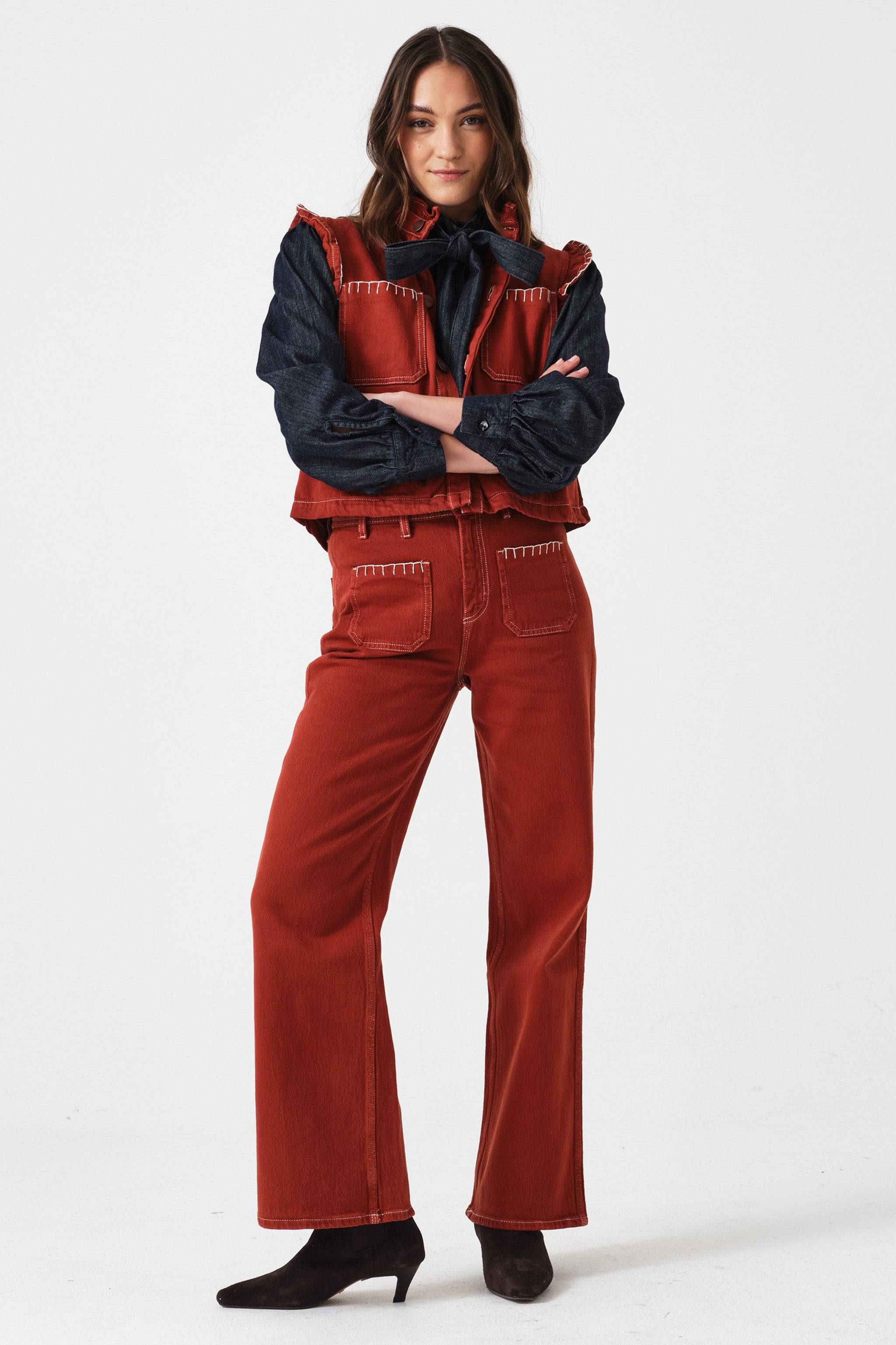 Mabel Jean Patch Pocket in Dark Rust - seventy + mochi
