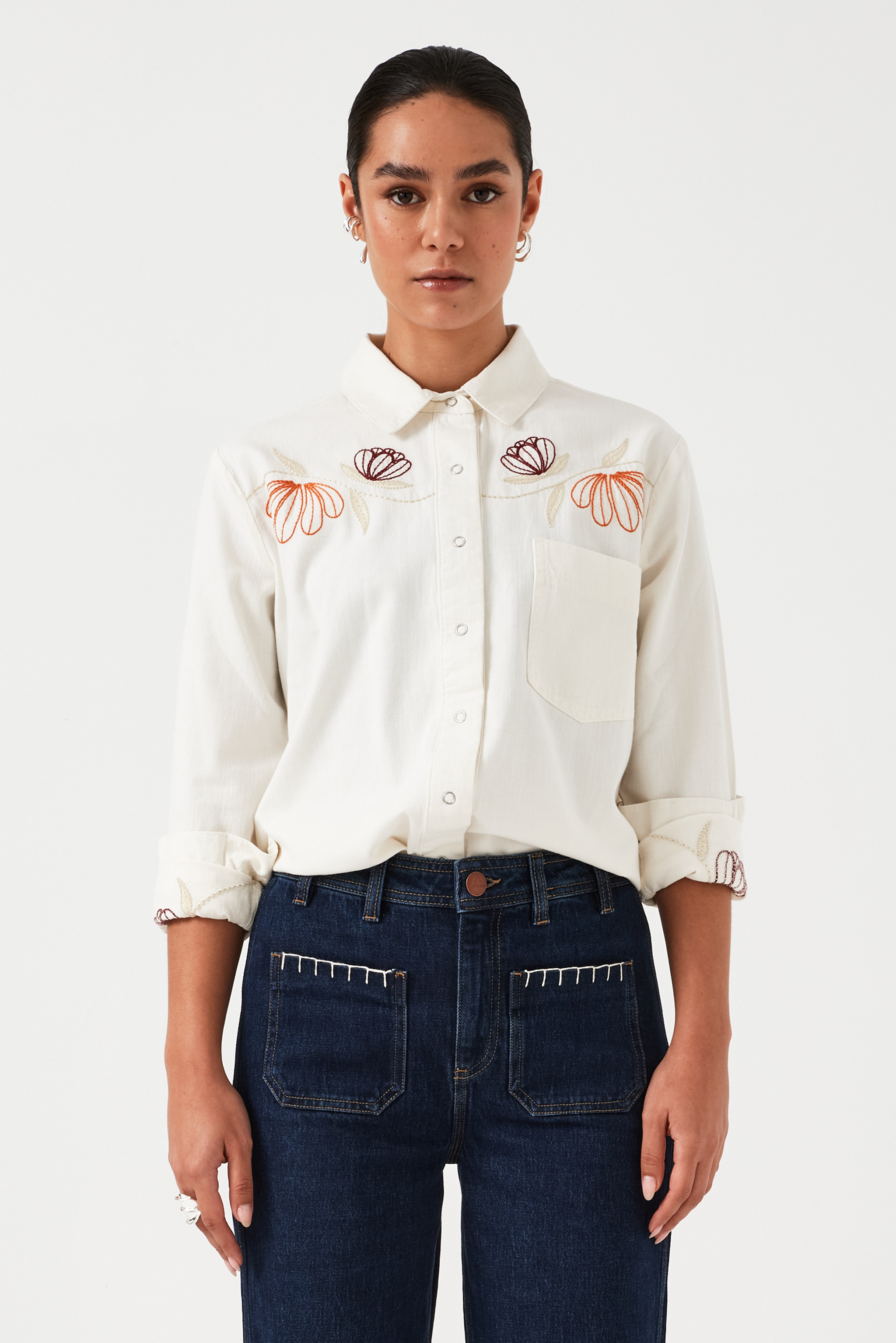 Flor Ray Shirt in Ecru - seventy + mochi