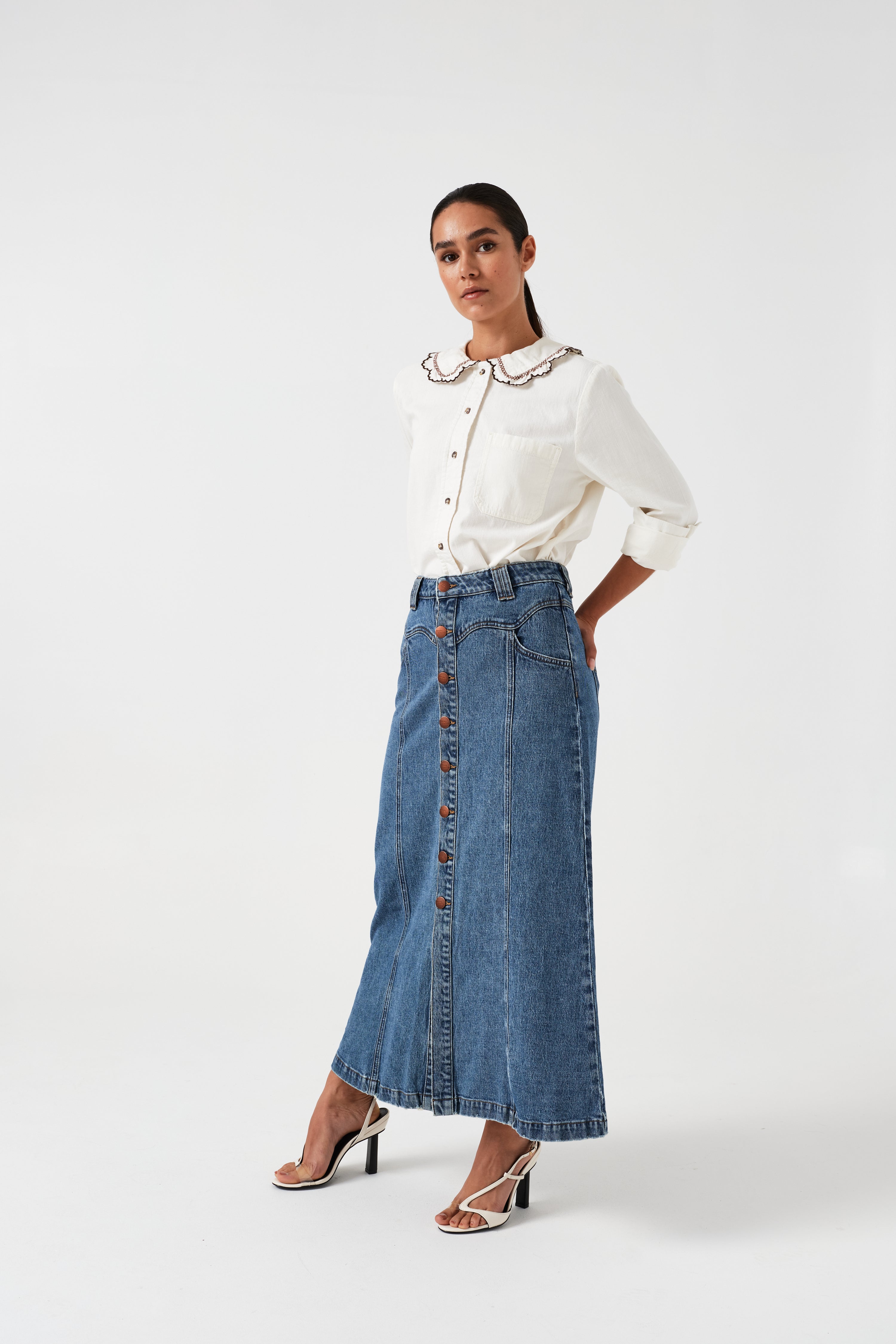 Delilah Blouse in Ecru - seventy + mochi