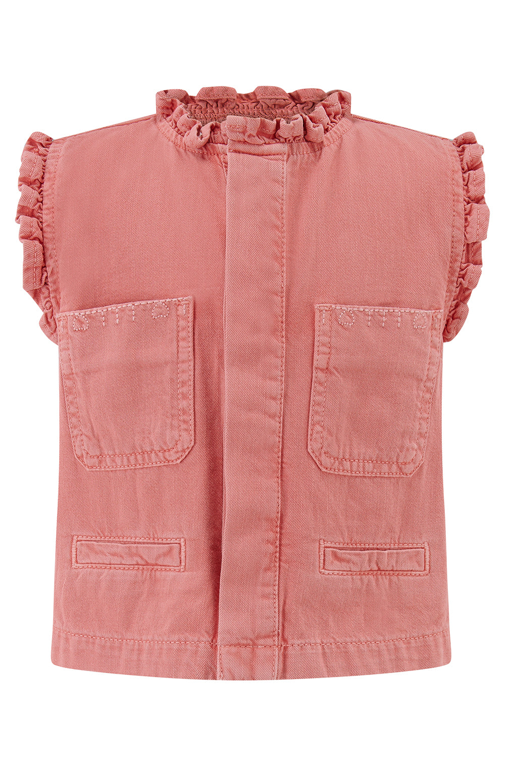 Girl's Pablo Denim Vest in Mineral Red - seventy + mochi