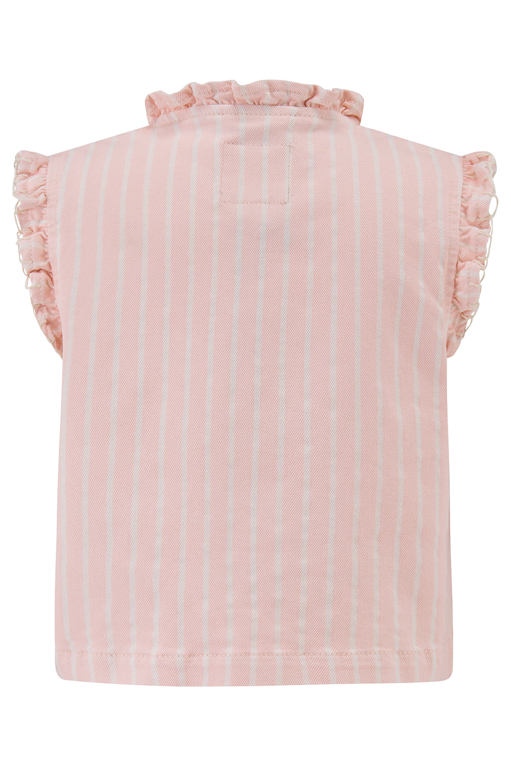Girl's Pablo Denim Vest in Pink Dawn Wide Stripe - seventy + mochi