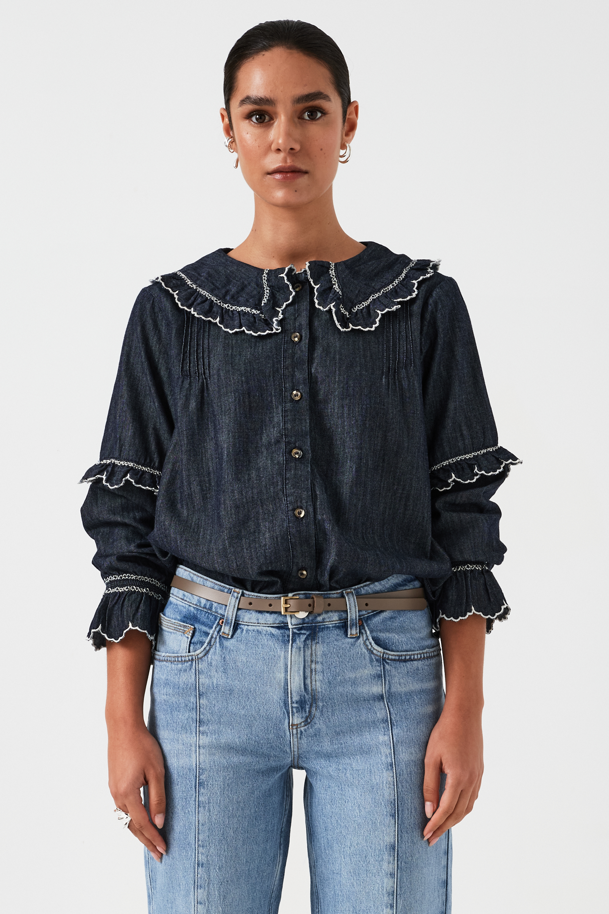 Phoebe Blouse in Indigo Rinse - seventy + mochi