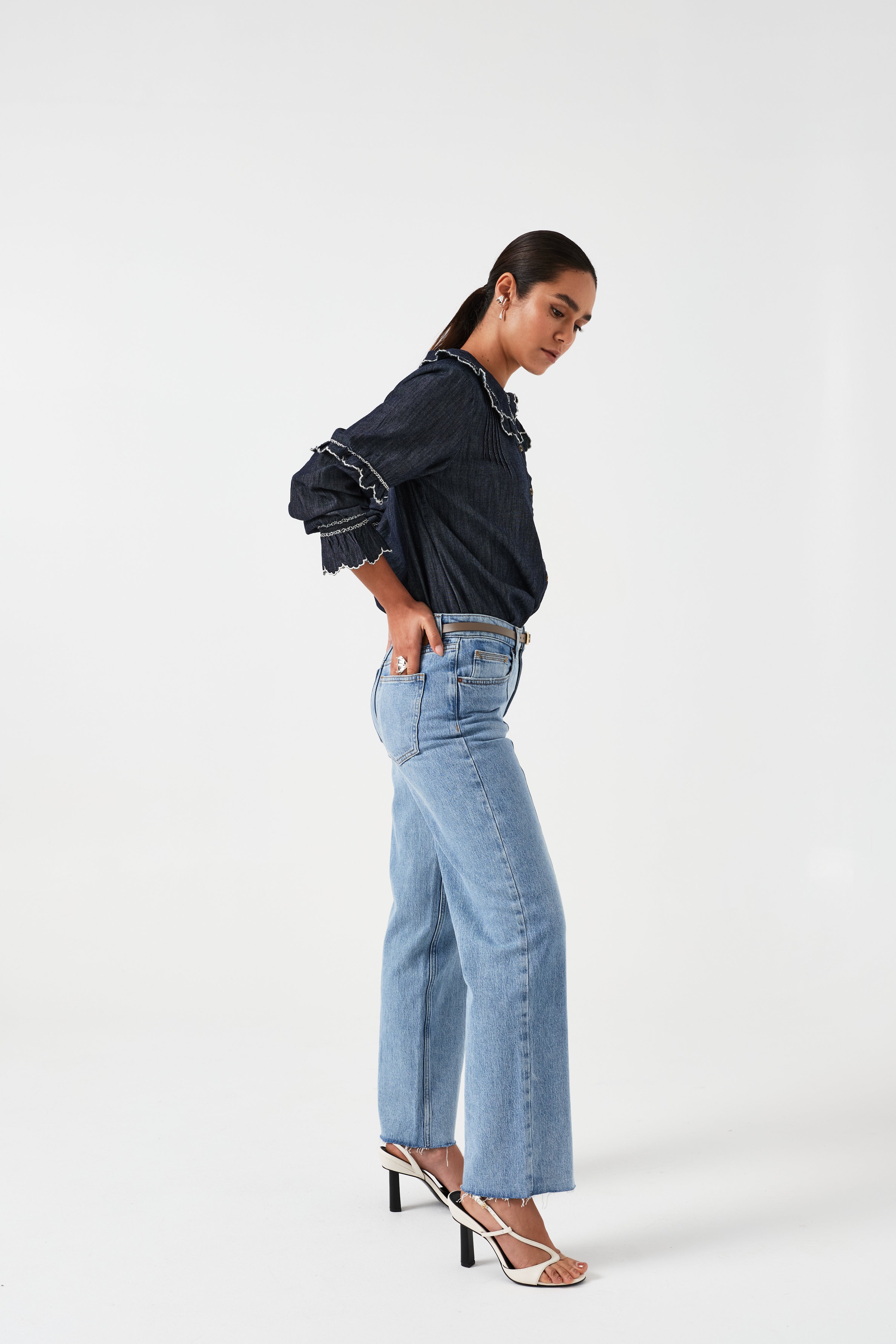 Phoebe Blouse in Indigo Rinse - seventy + mochi