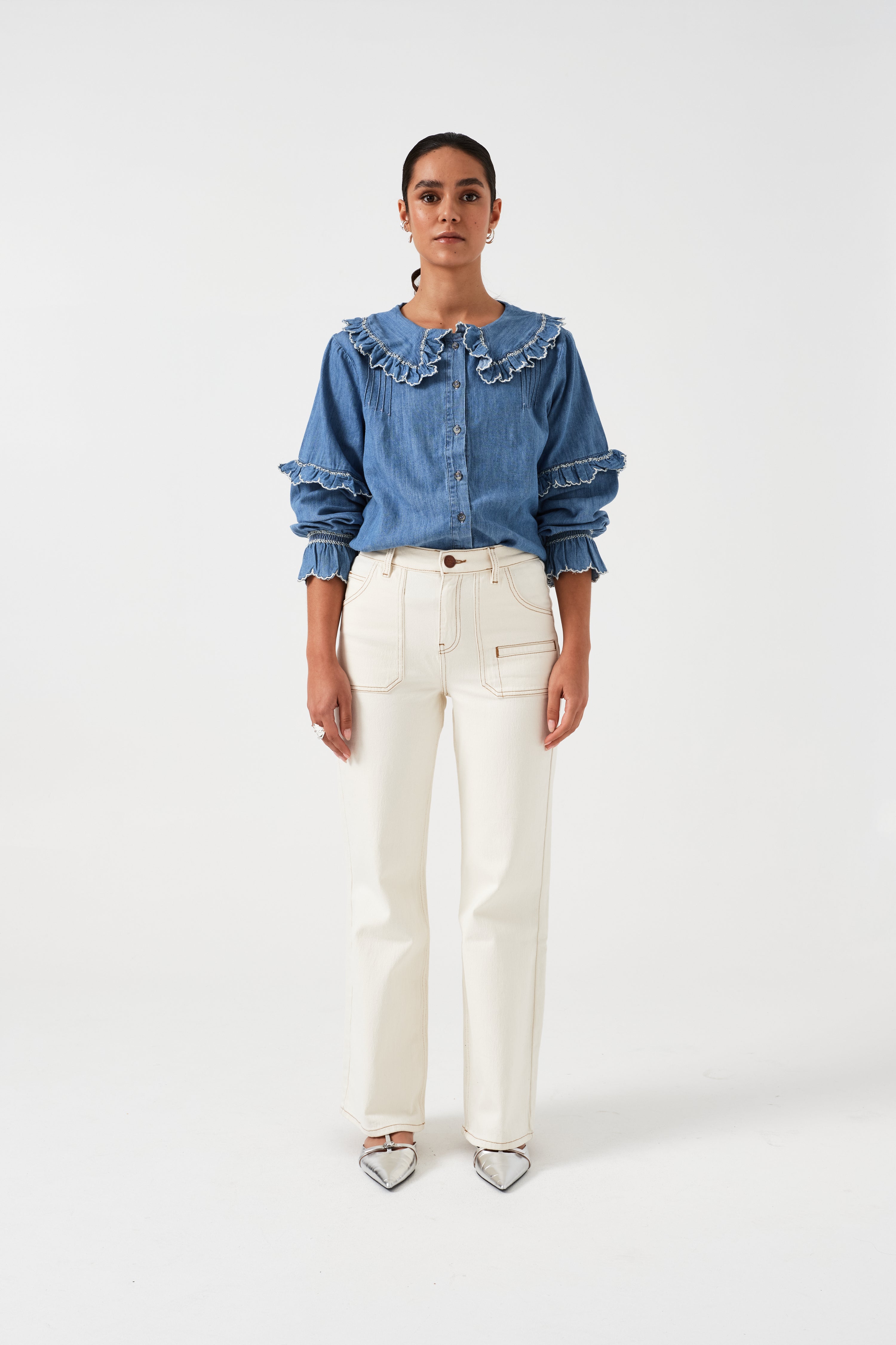 Queenie Jean in Ecru Denim - seventy + mochi