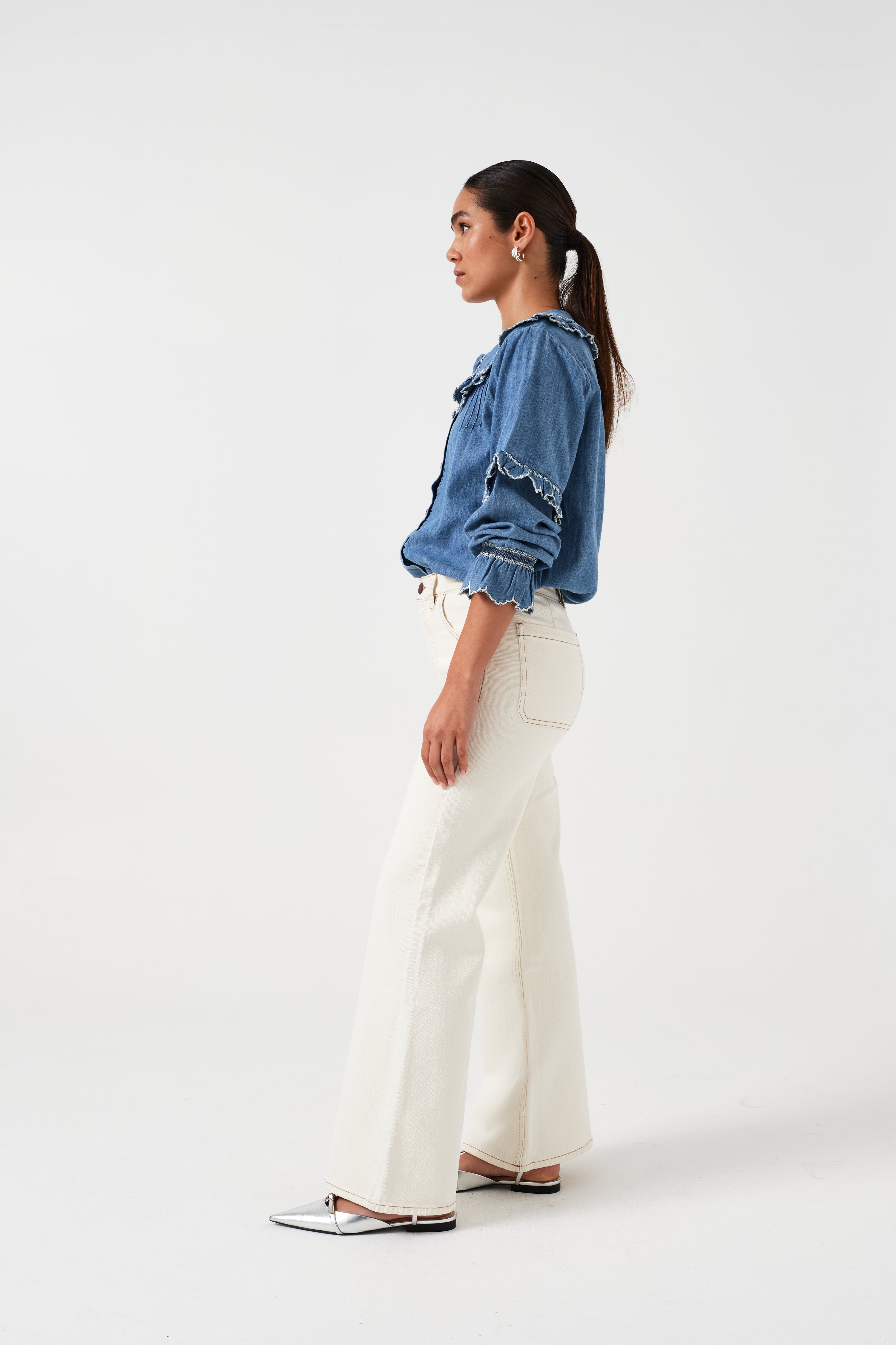 Queenie Jean in Ecru Denim - seventy + mochi