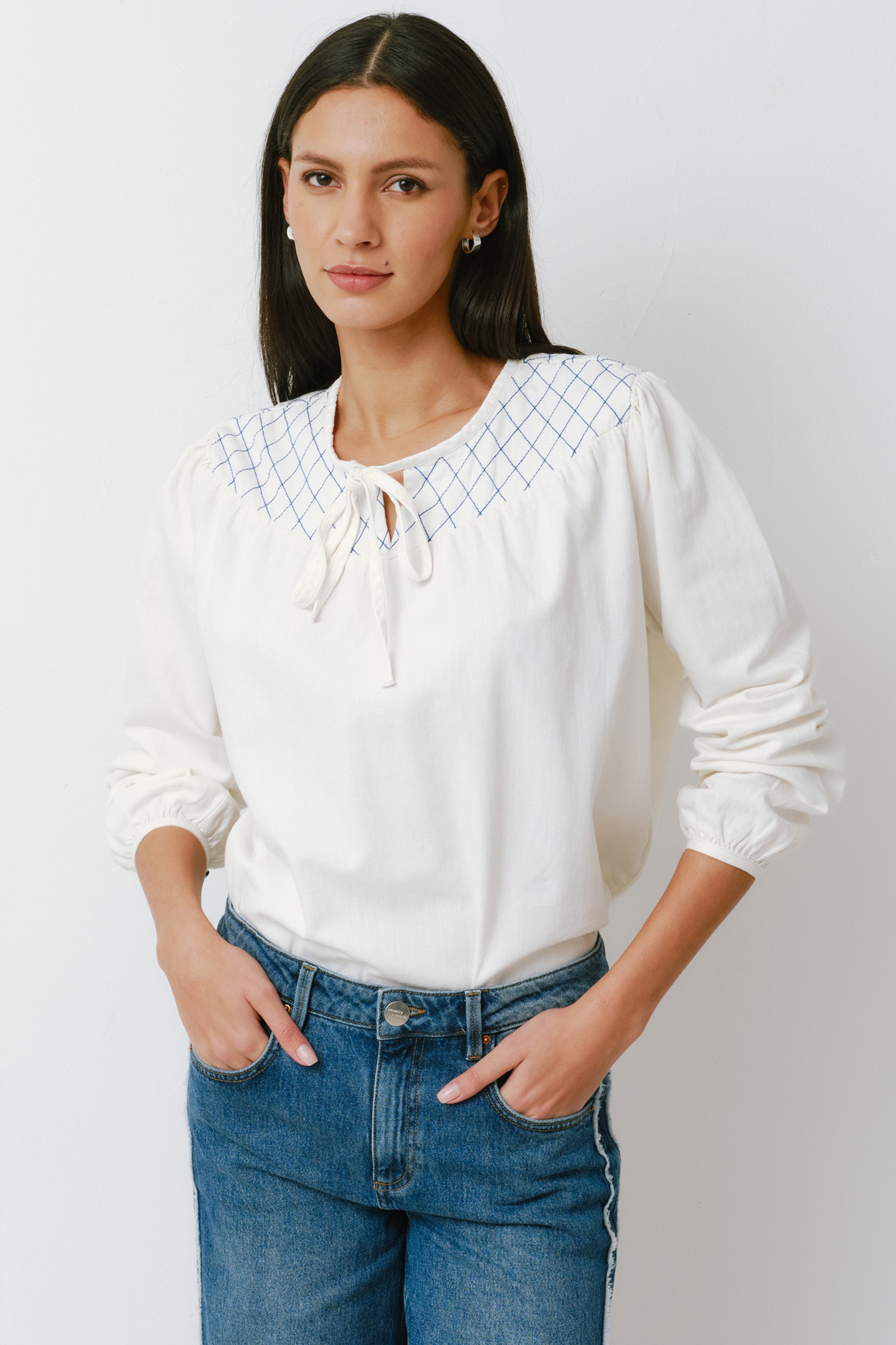 Clio Blouse in Ecru - seventy + mochi