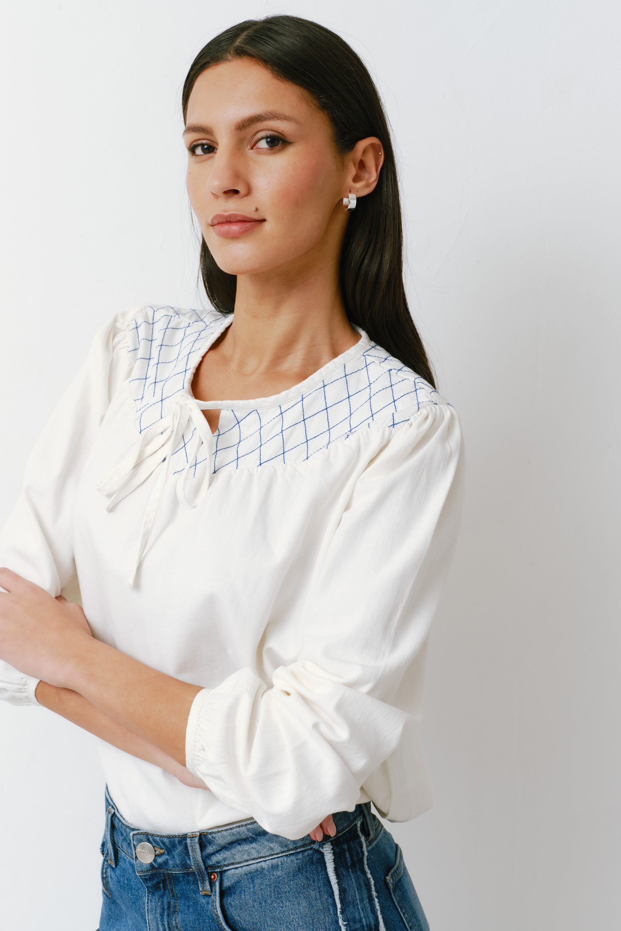 Clio Blouse in Ecru - seventy + mochi