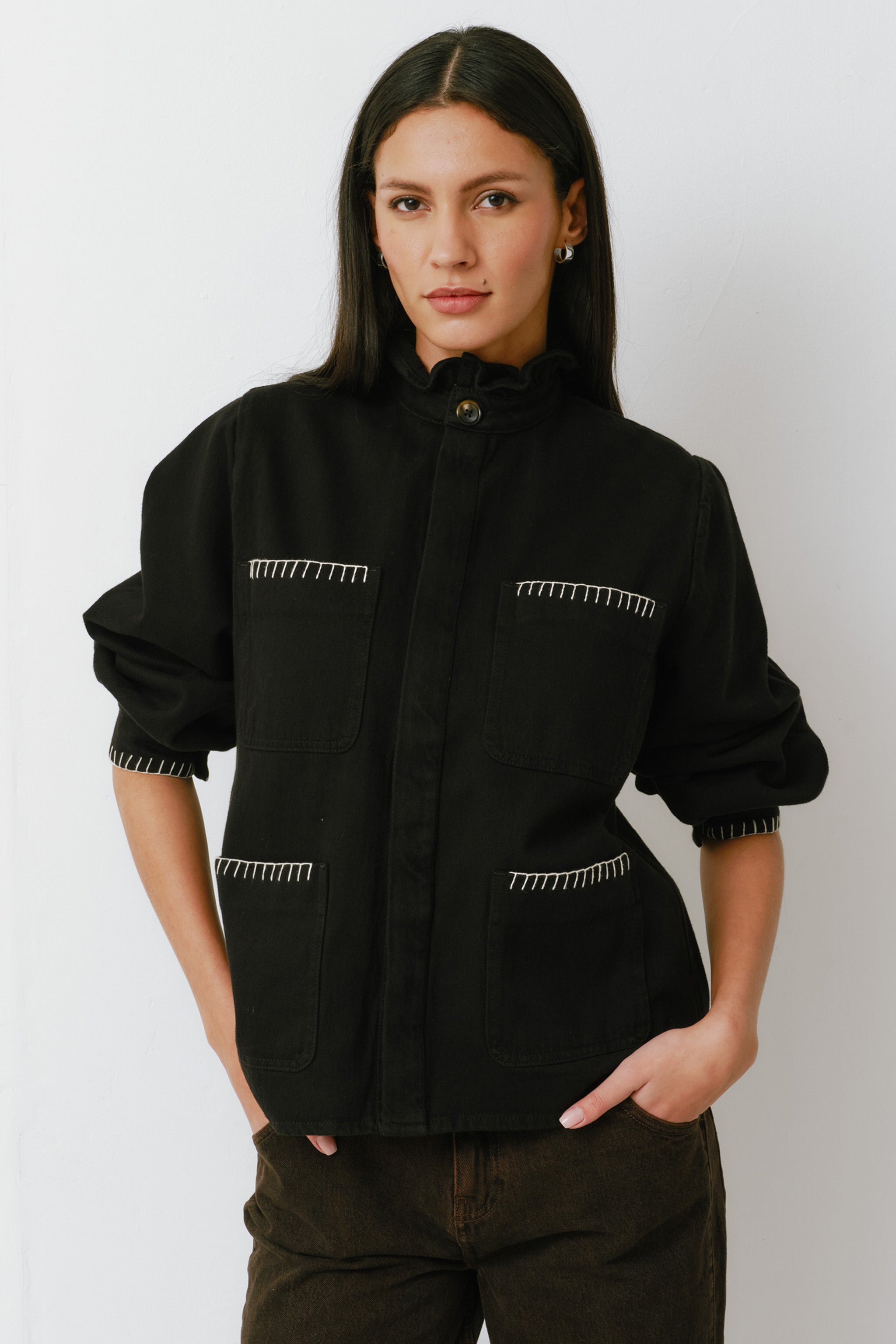 Pablo Jacket in Black Denim - seventy + mochi