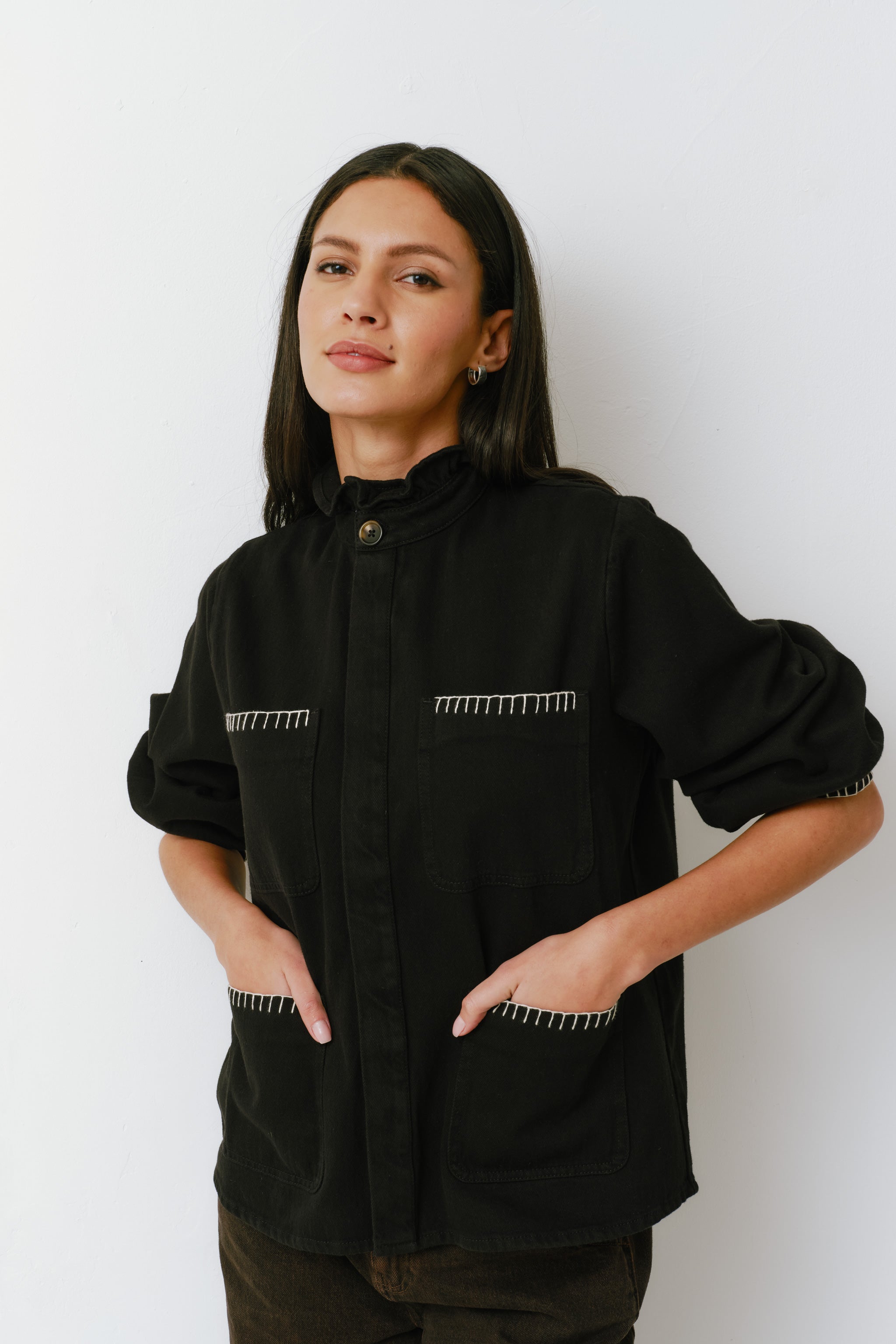 Pablo Jacket in Black Denim - seventy + mochi