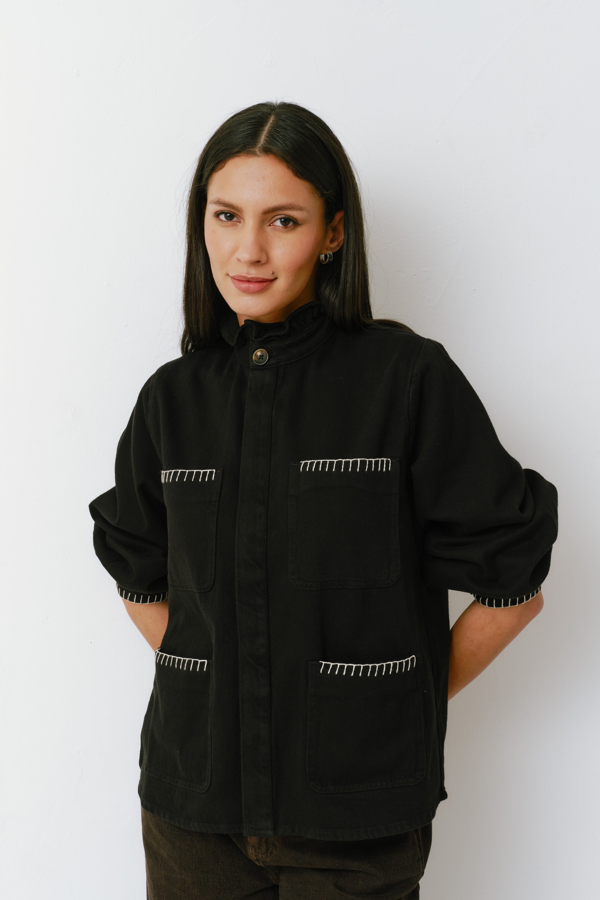 Pablo Jacket in Black Denim - seventy + mochi