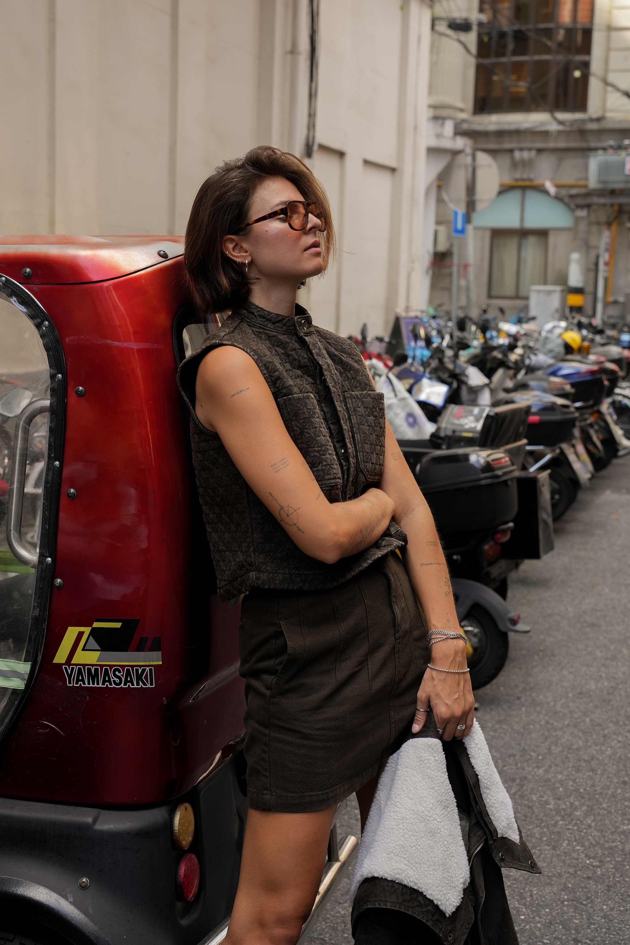 Noah Mini Denim Skirt in Cacao