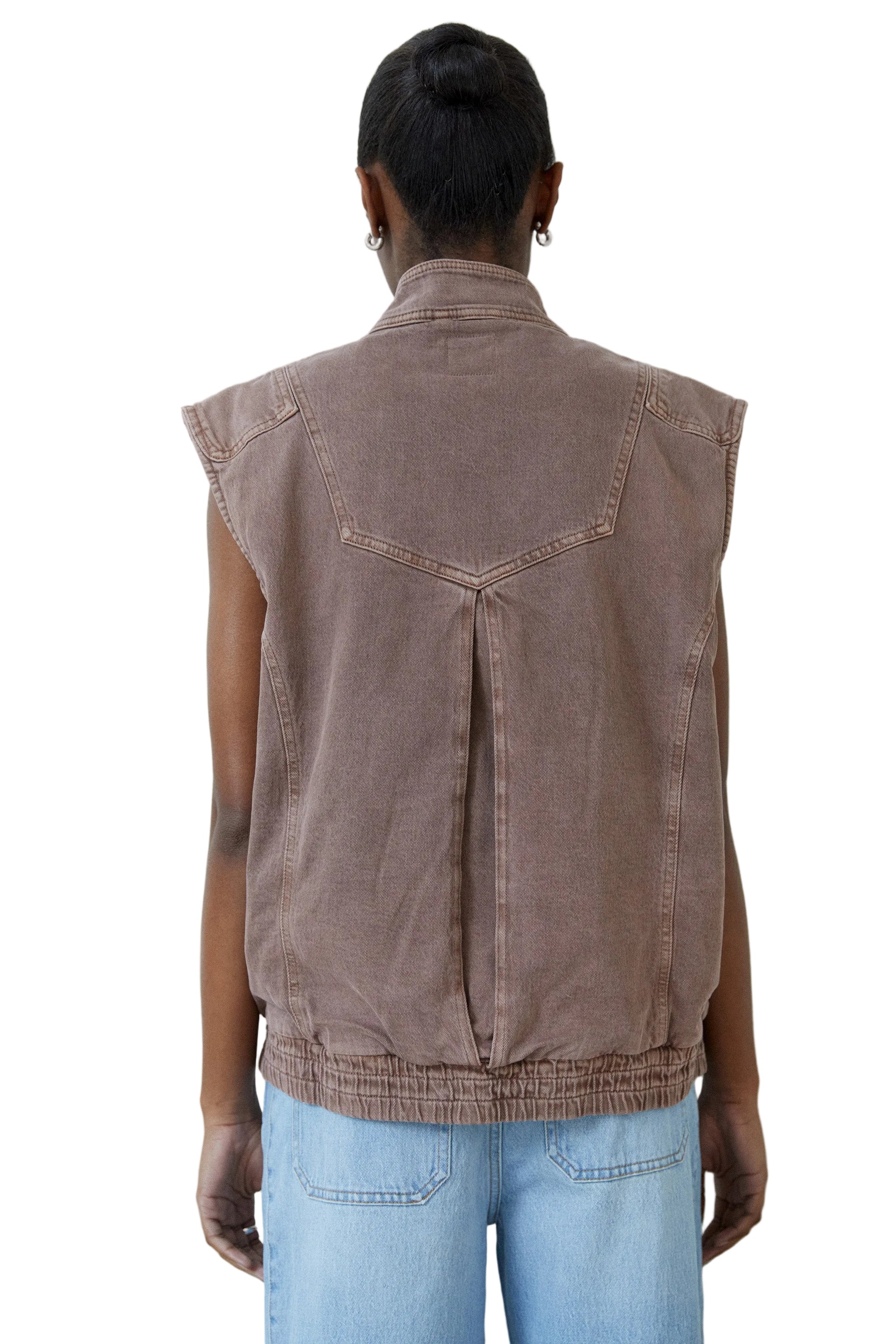 Sleeveless Oversized Juno Jacket in Washed Mocha - seventy + mochi